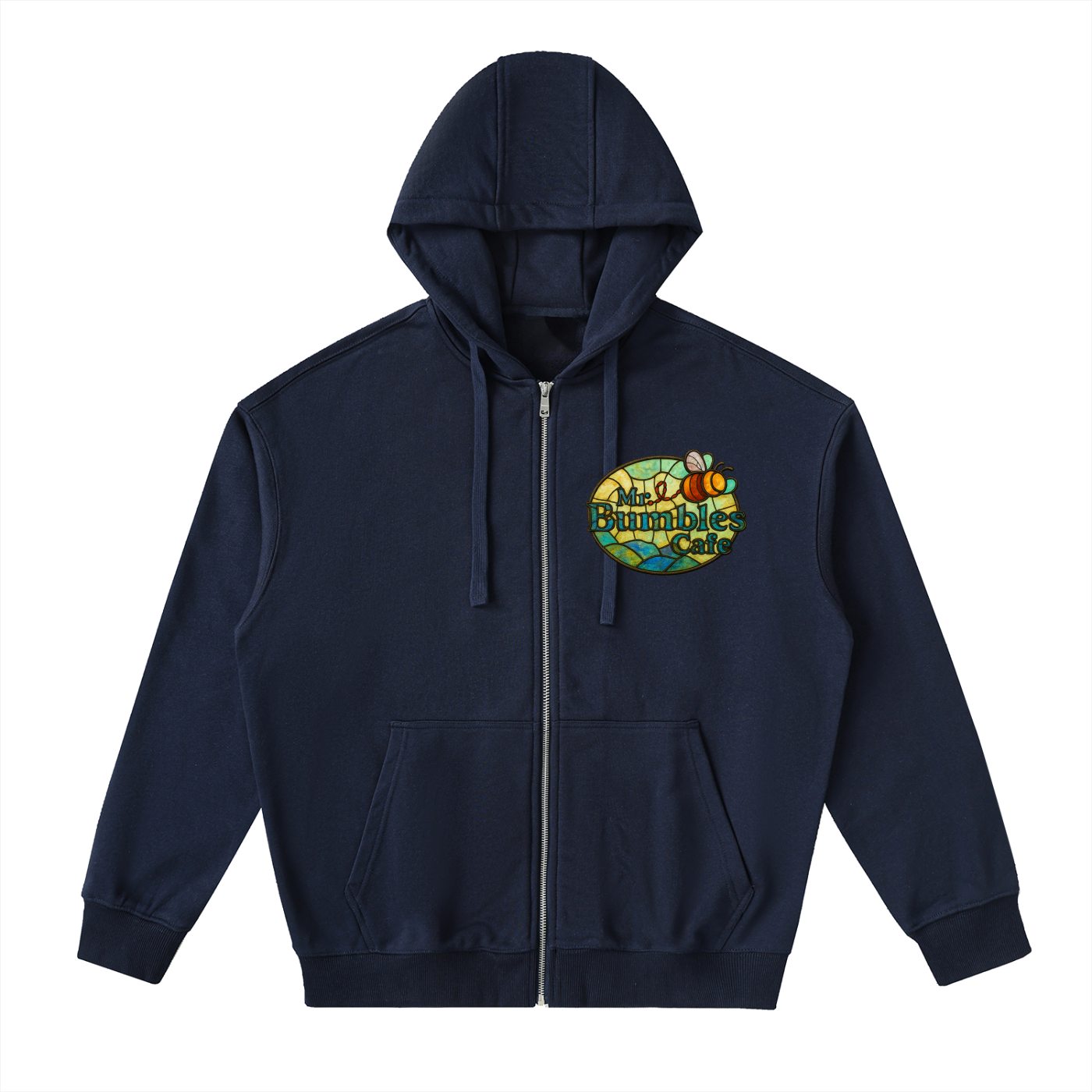 Bumbles Stained Glass Drop-Shoulder Zip Up Hoodie