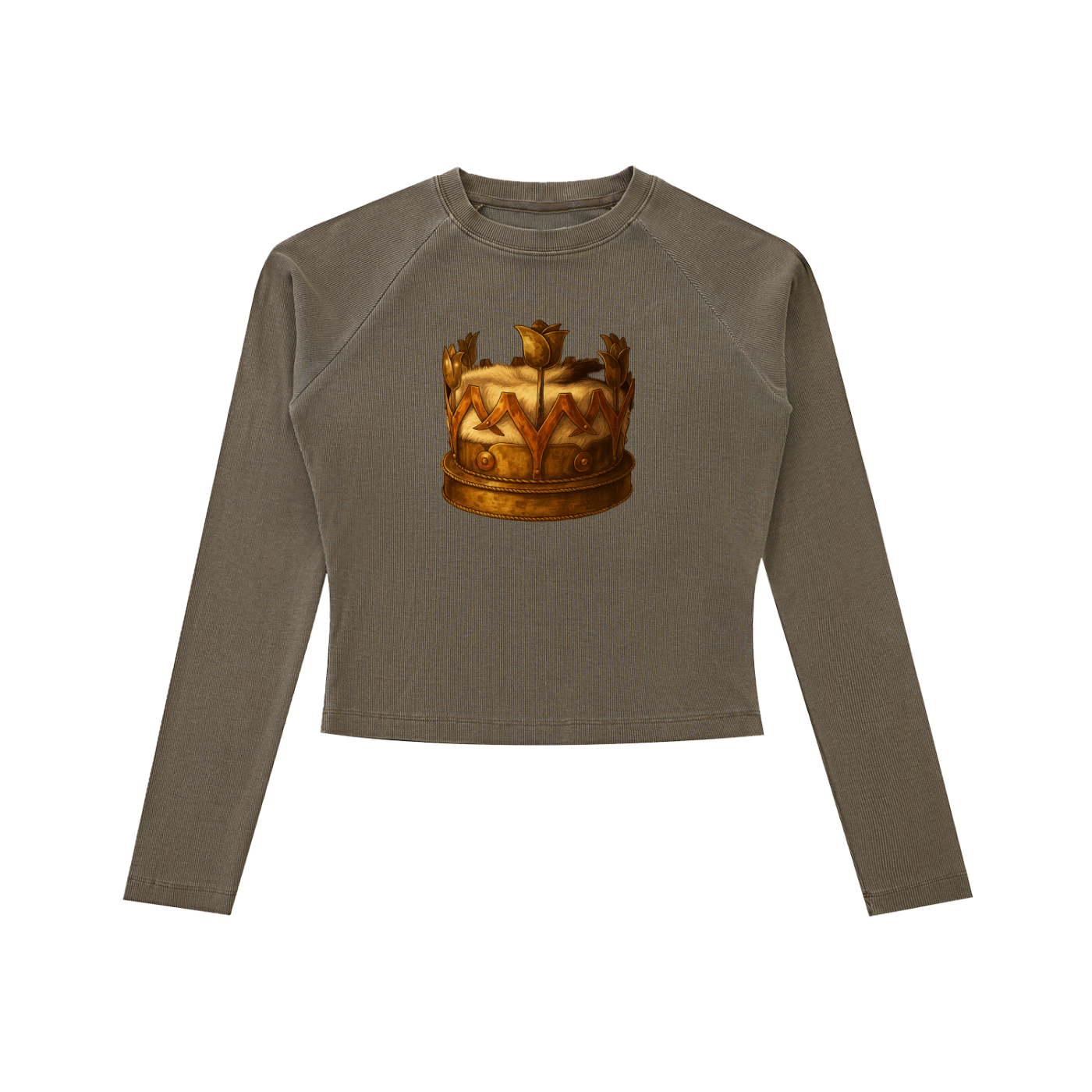 Tulip Crown Dyed Washed Raglan Long Sleeve Slim T-Shirt