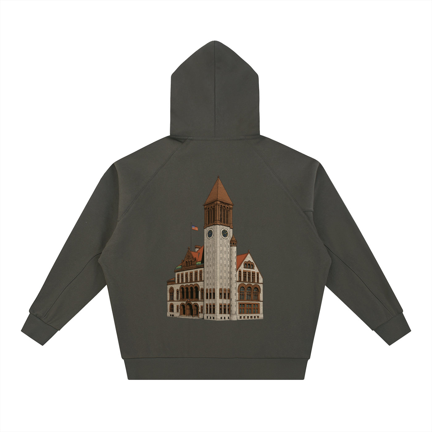 Tulip Crown/ City Hall Dolman Sleeve Zip-Through Fleece  Hoodie