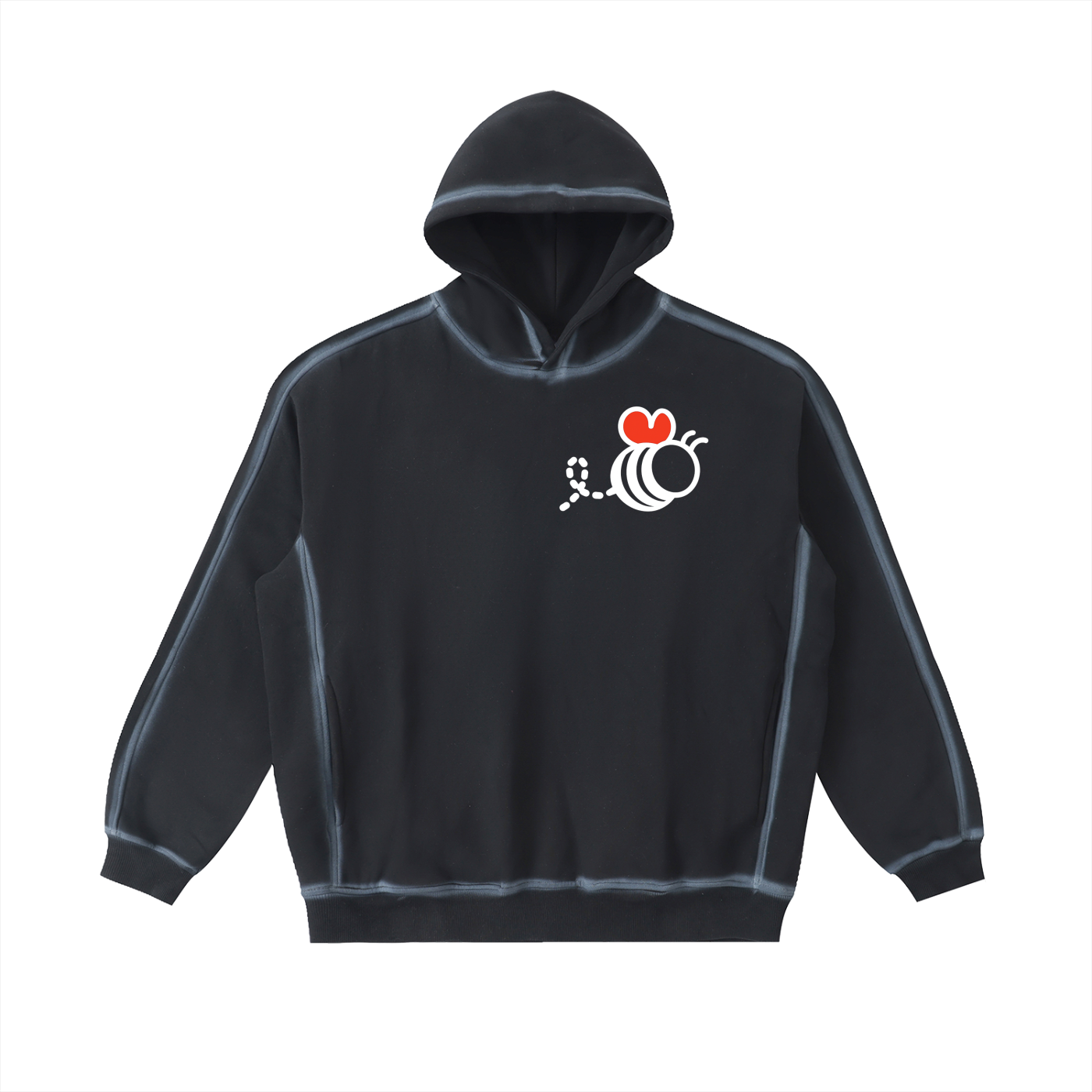 Bumbles Heart Wing Sunfaded Edge Fleece Hoodie