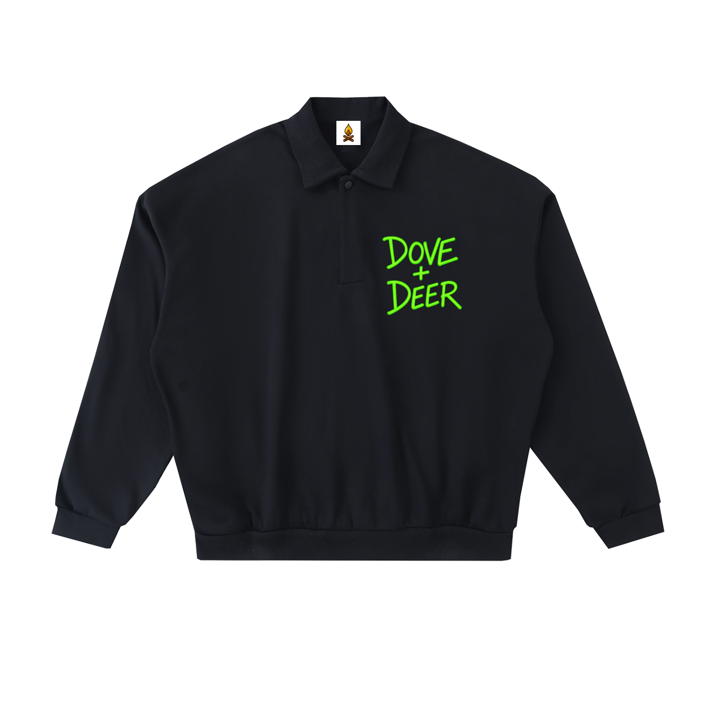 Dove + Deer Neon Heavyweight Fleece Polo Sweatshirt