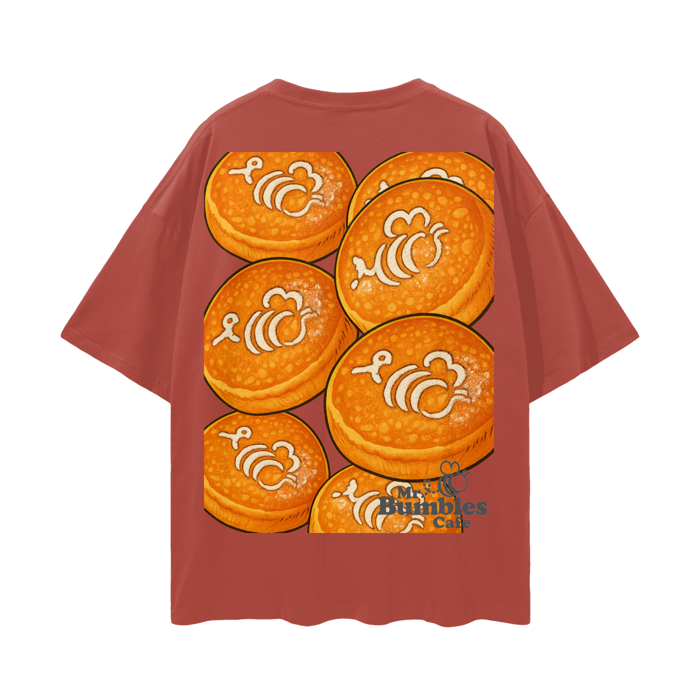 Bumble Cake Backed Streetwear Loose Drop Shoulder T-Shirt