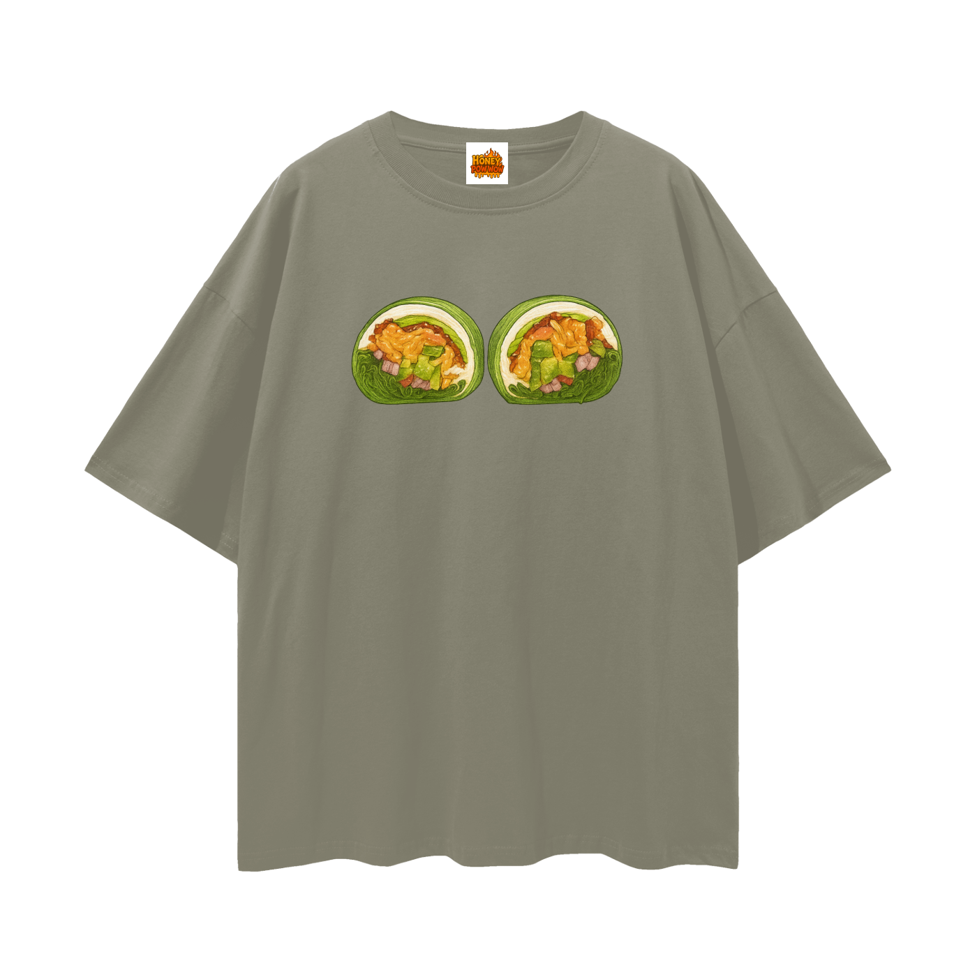 Avocado Salmon WrapnStreetwear Loose Drop Shoulder T-Shirt