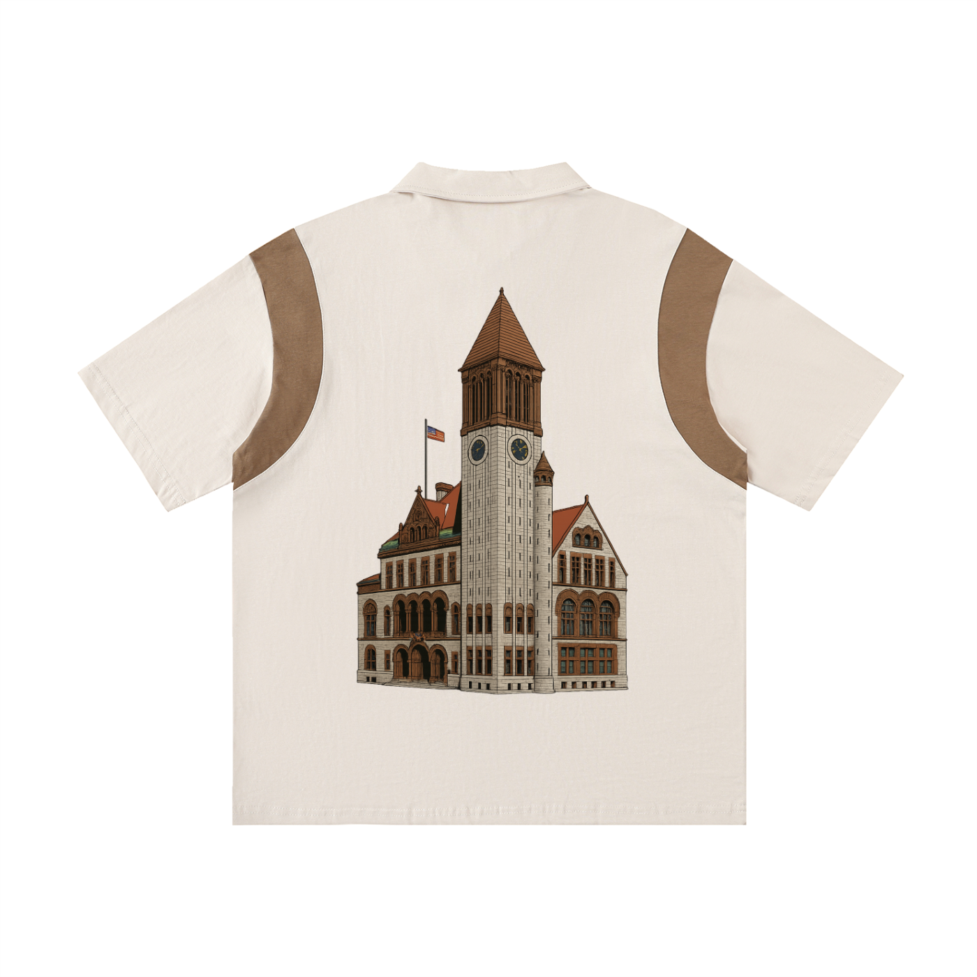 Tulip Crown/ City Hall Contrast Panel Cotton Polo Shirt