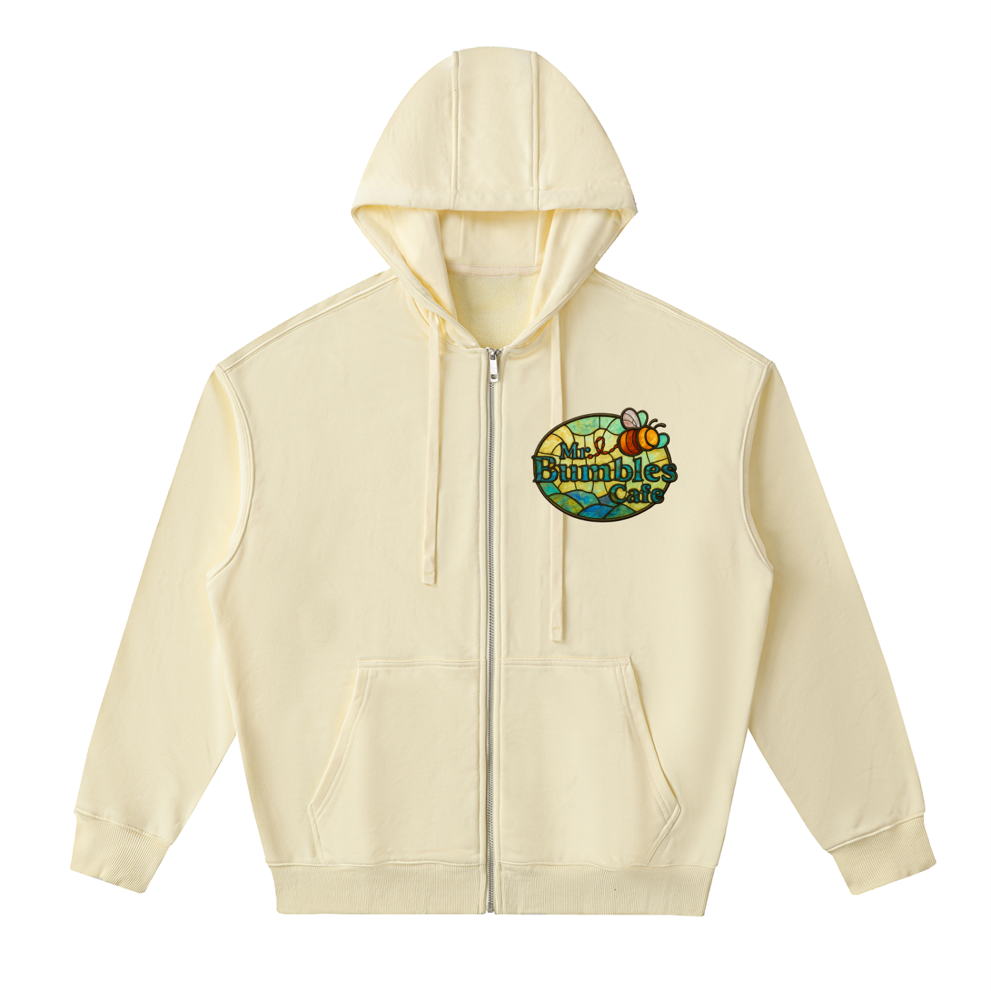 Bumbles Stained Glass Drop-Shoulder Zip Up Hoodie