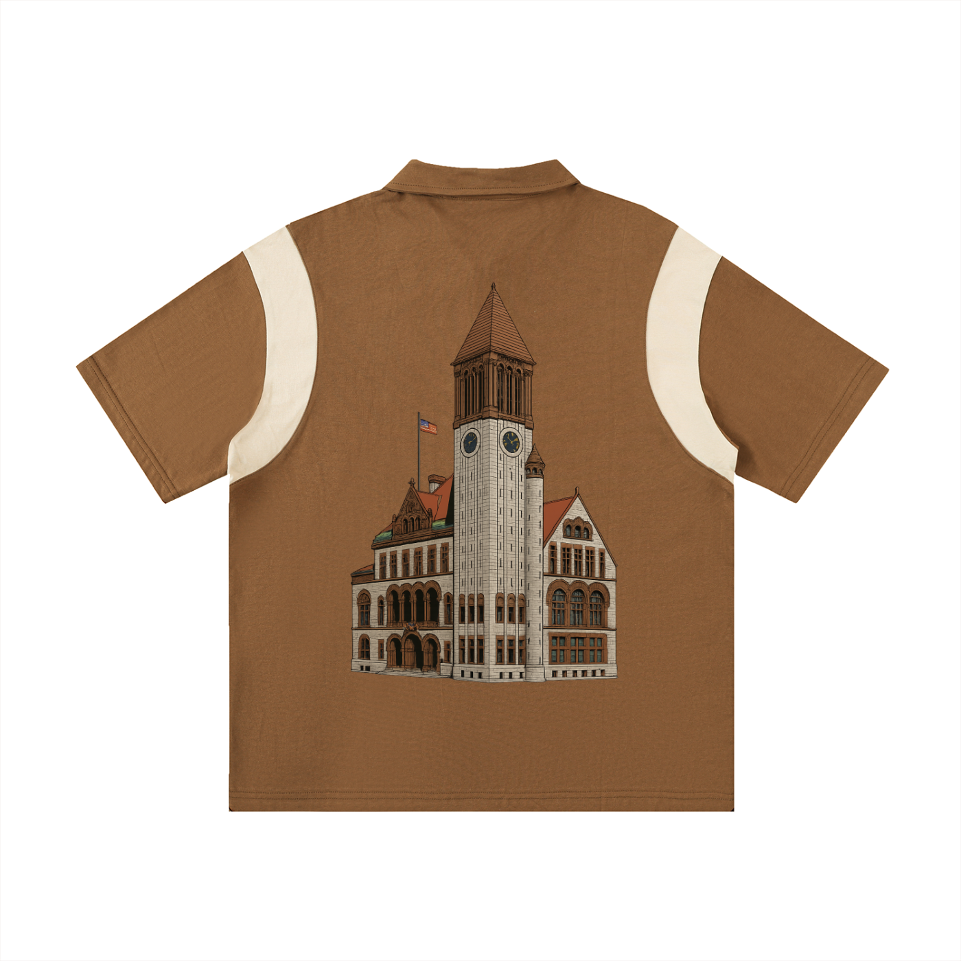 Tulip Crown/ City Hall Contrast Panel Cotton Polo Shirt