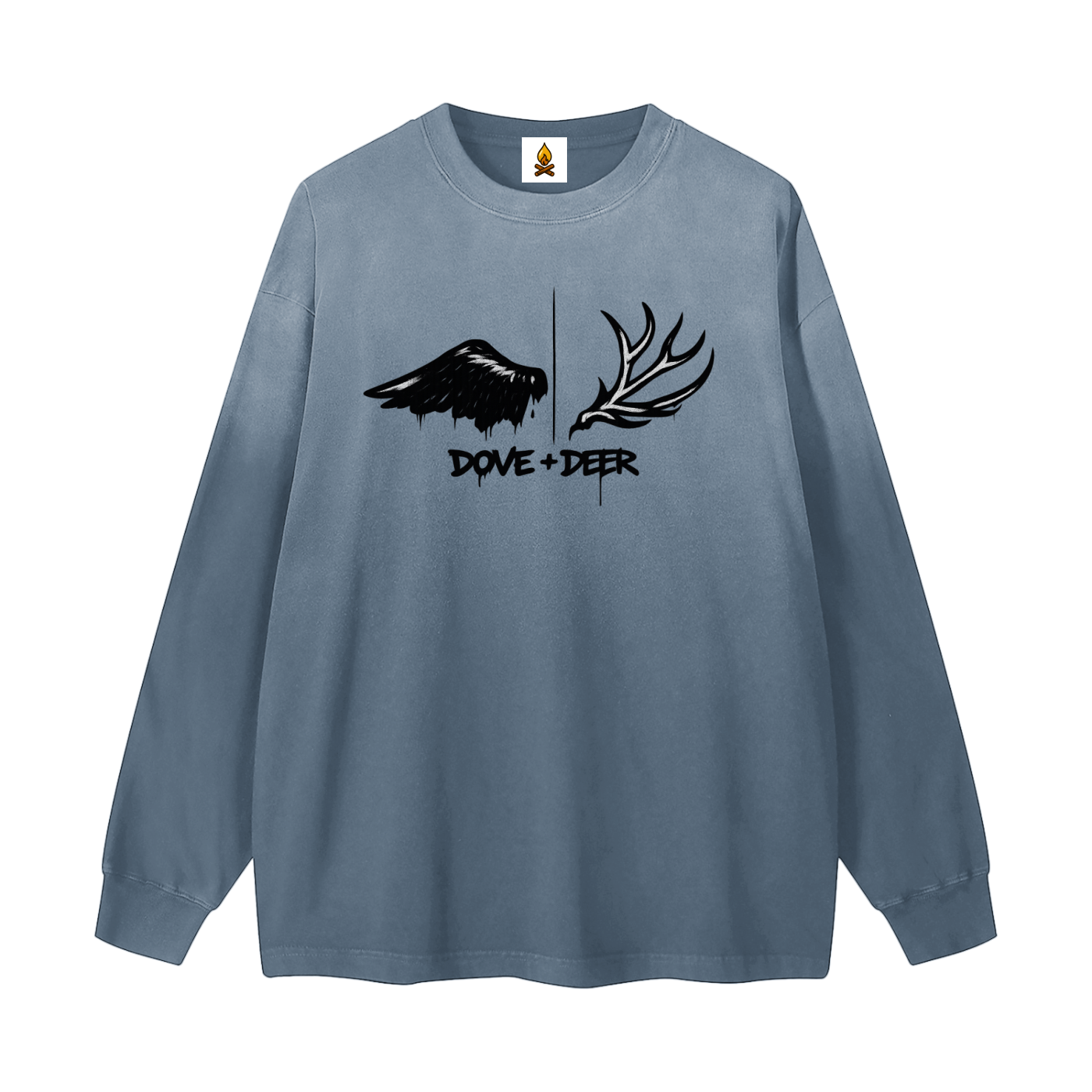 Dove + Deer Graf Gradient Washed Long Sleeve T-Shirt