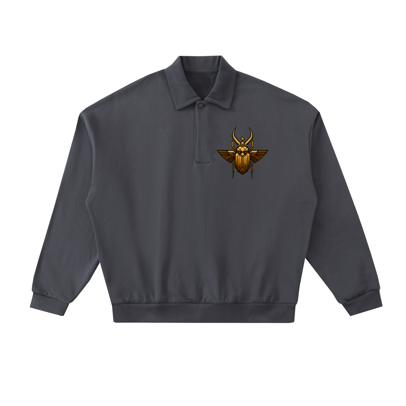 Geometric Beetle Heavyweight Fleece Polo Sweatshirt
