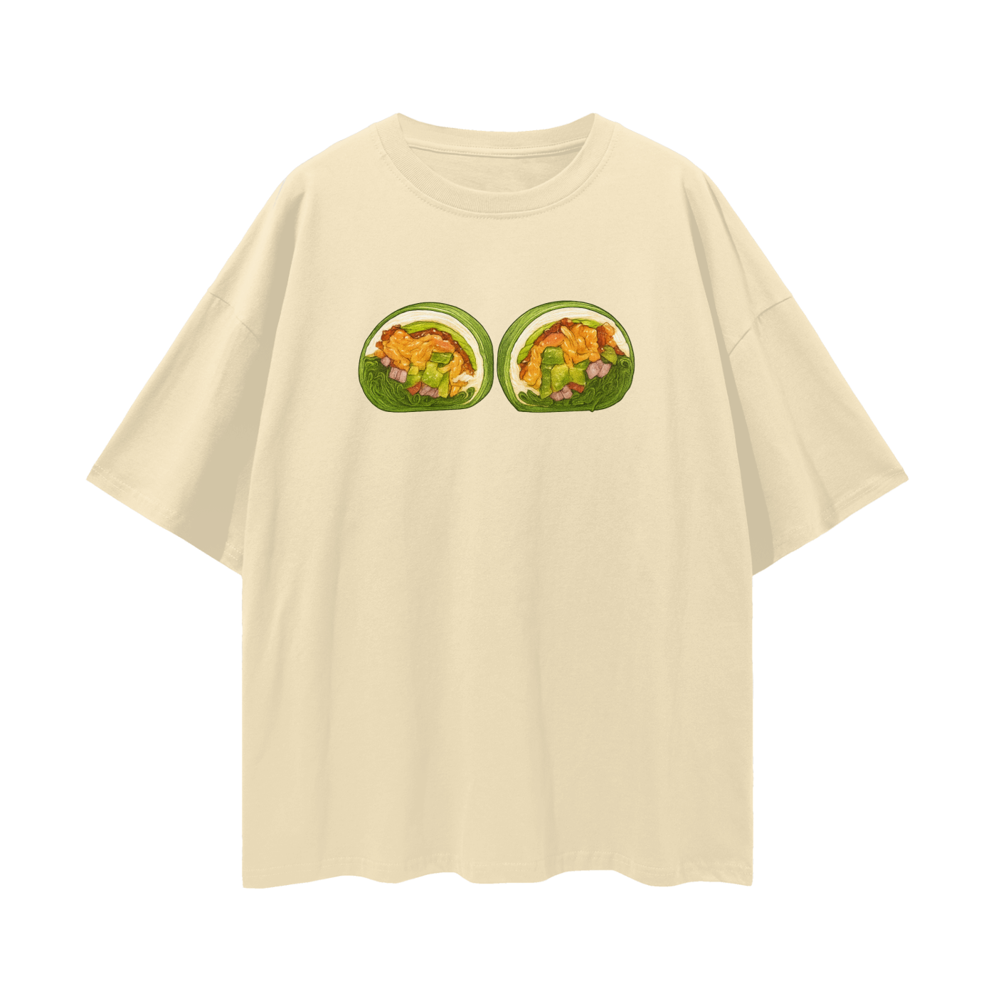 Avocado Salmon WrapnStreetwear Loose Drop Shoulder T-Shirt