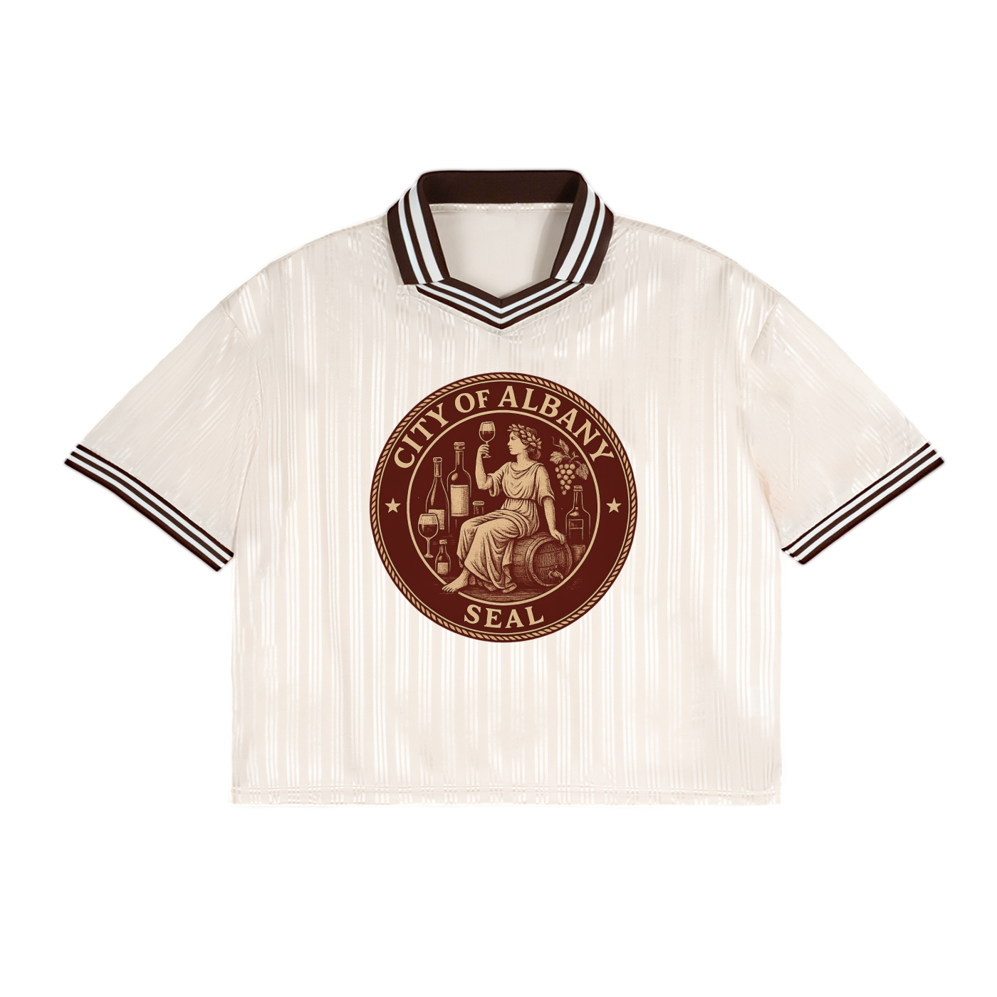 Albany Wine Seal Contrast Stripes Polo Collar T-Shirt