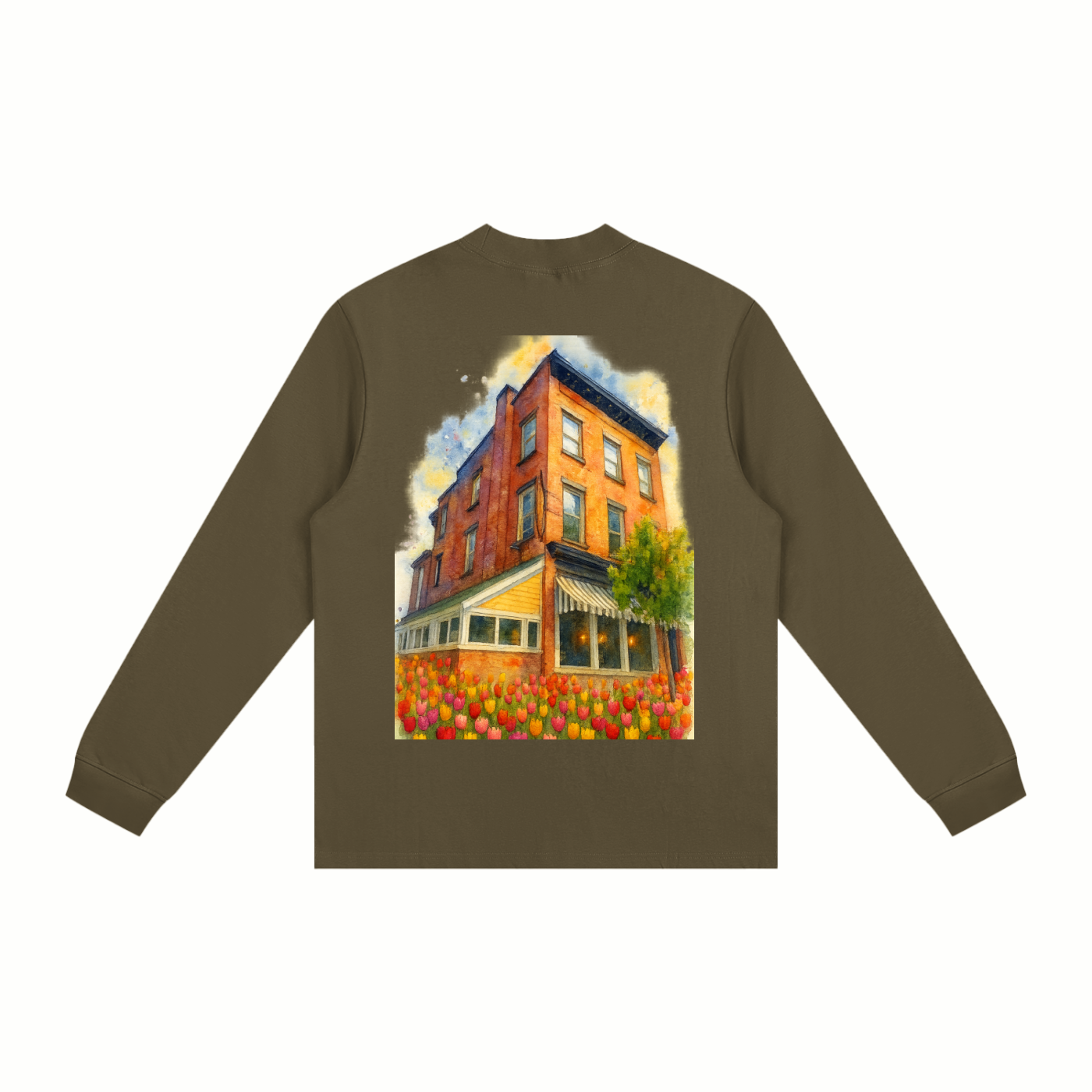 Tulip Front/ 293 State WaterColor Back Essential Non-Shrink Mock Neck Sweatshirt