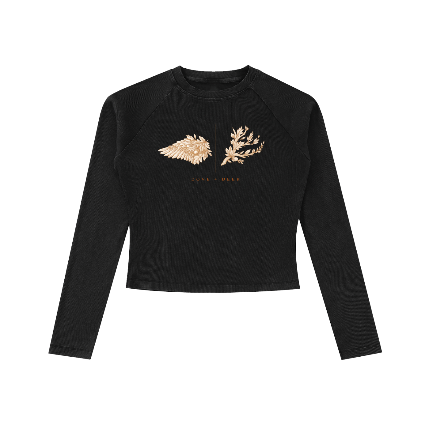 Dove + Deer Fall Logo Dyed Washed Raglan Long Sleeve Slim T-Shirt