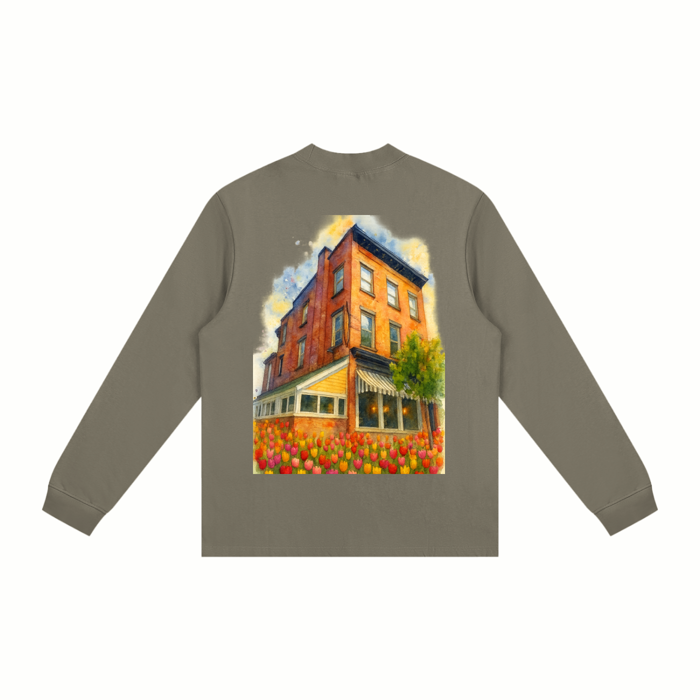 Tulip Front/ 293 State WaterColor Back Essential Non-Shrink Mock Neck Sweatshirt