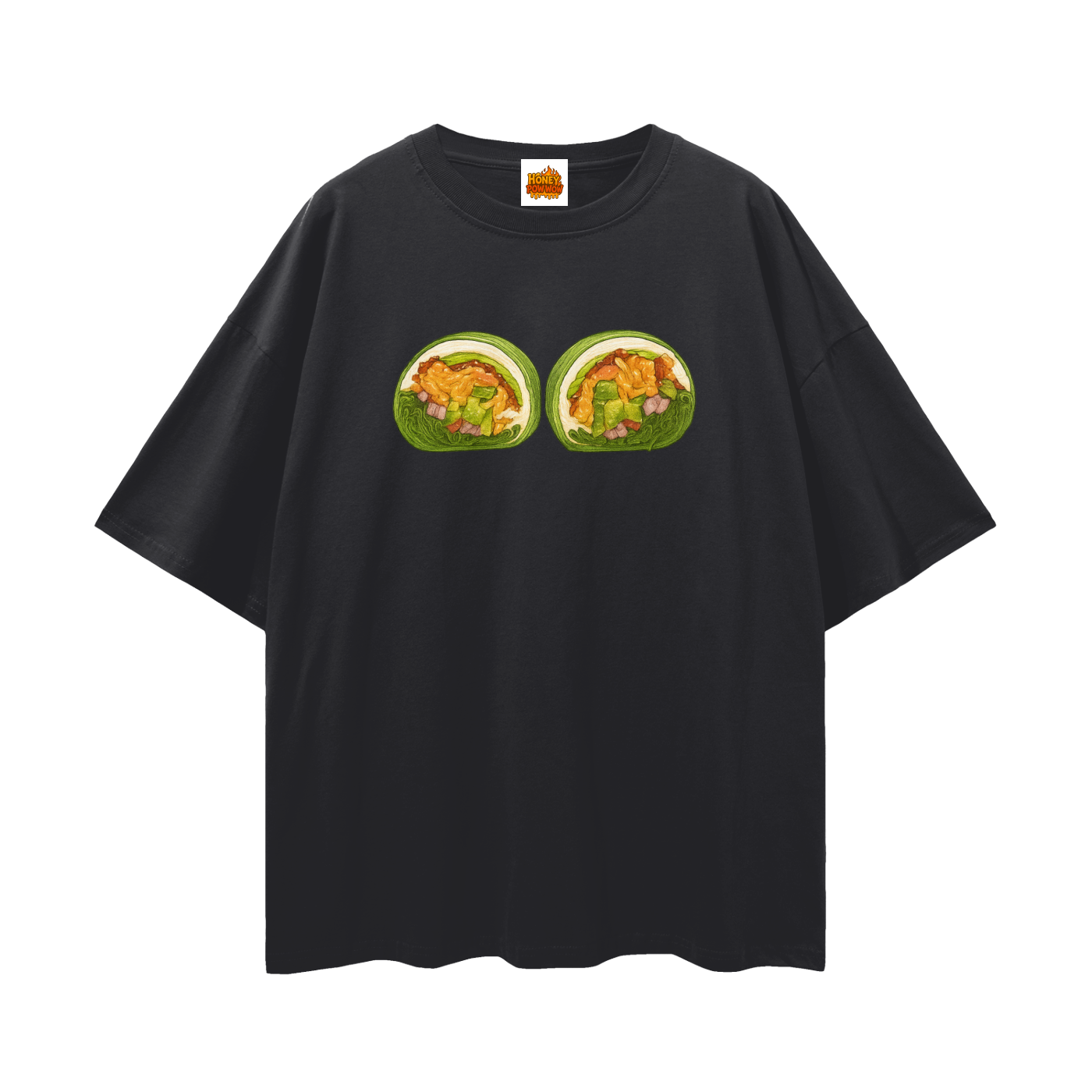 Avocado Salmon WrapnStreetwear Loose Drop Shoulder T-Shirt
