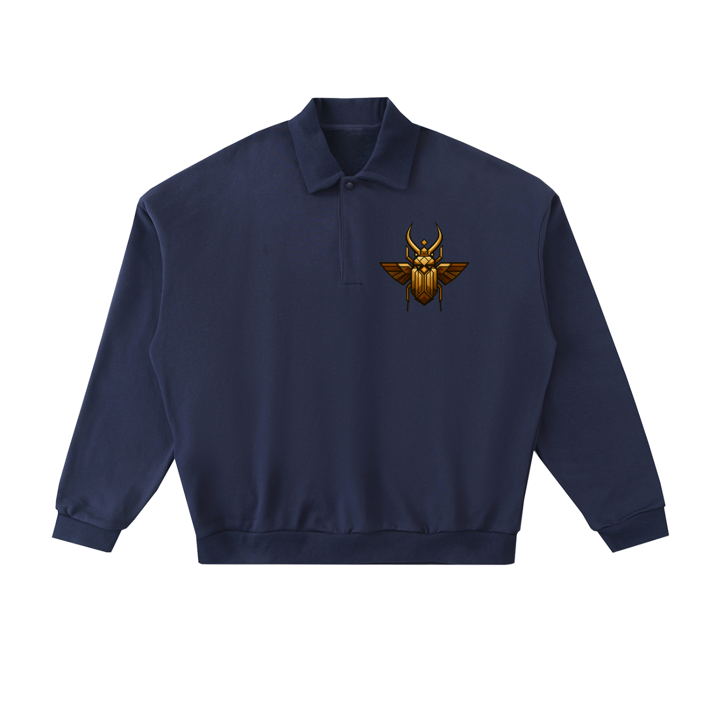 Geometric Beetle Heavyweight Fleece Polo Sweatshirt