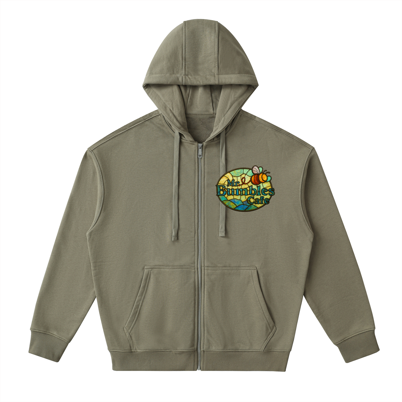 Bumbles Stained Glass Drop-Shoulder Zip Up Hoodie