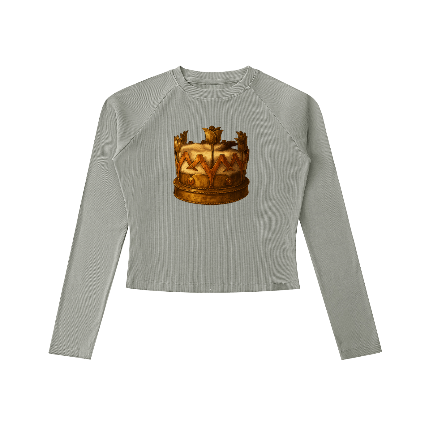 Tulip Crown Dyed Washed Raglan Long Sleeve Slim T-Shirt