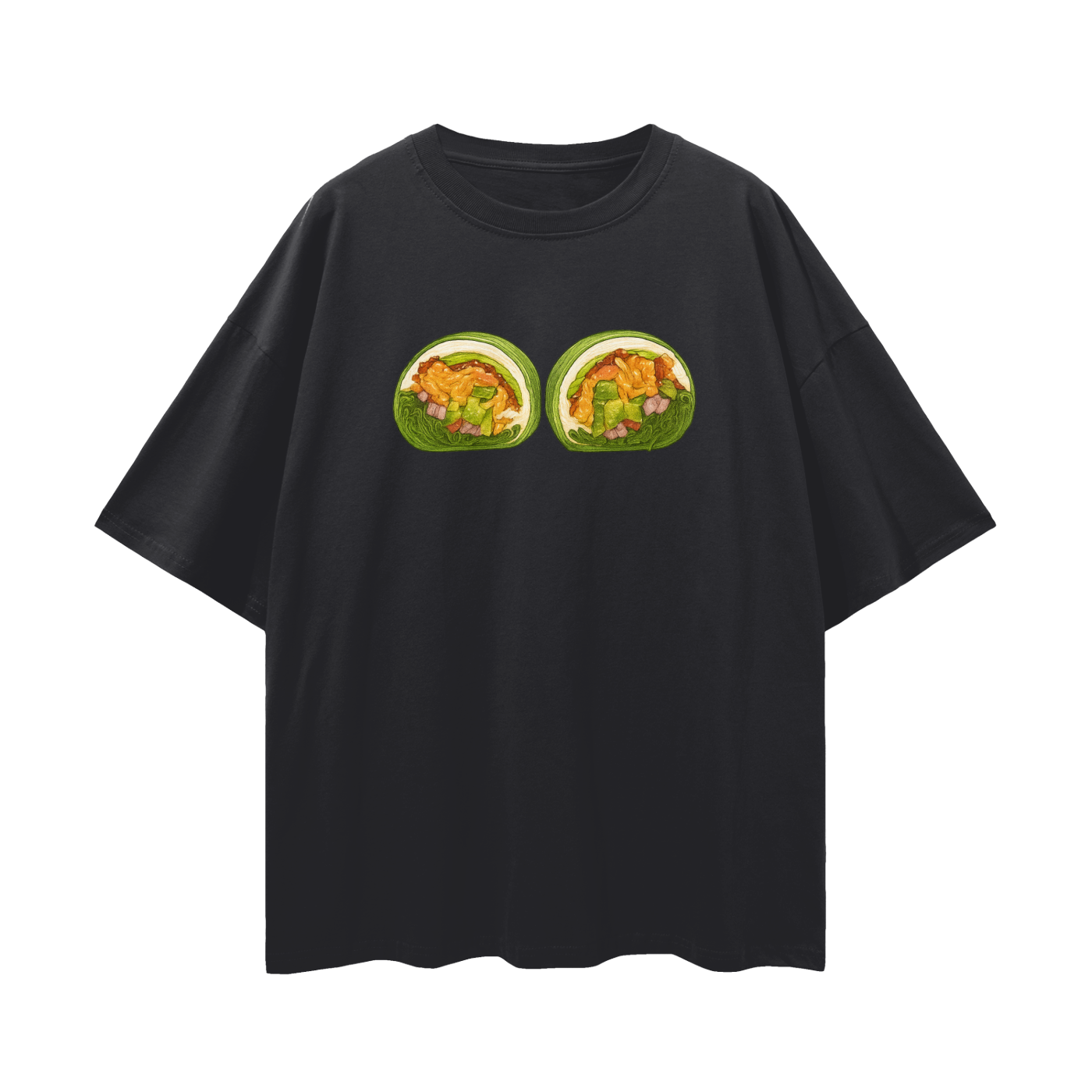 Avocado Salmon WrapnStreetwear Loose Drop Shoulder T-Shirt
