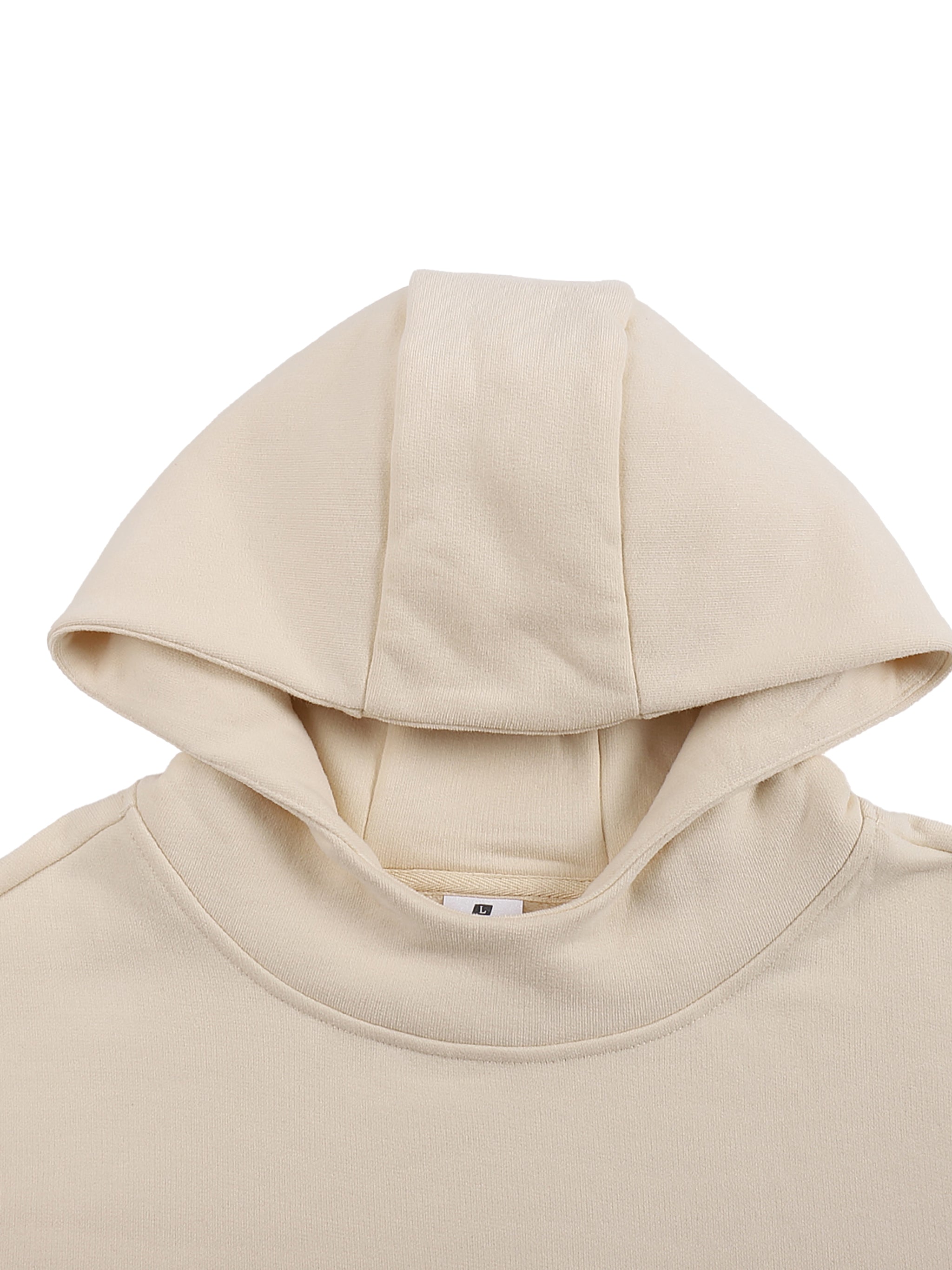 Creamy Albany Fleeced High Neck Hoodie