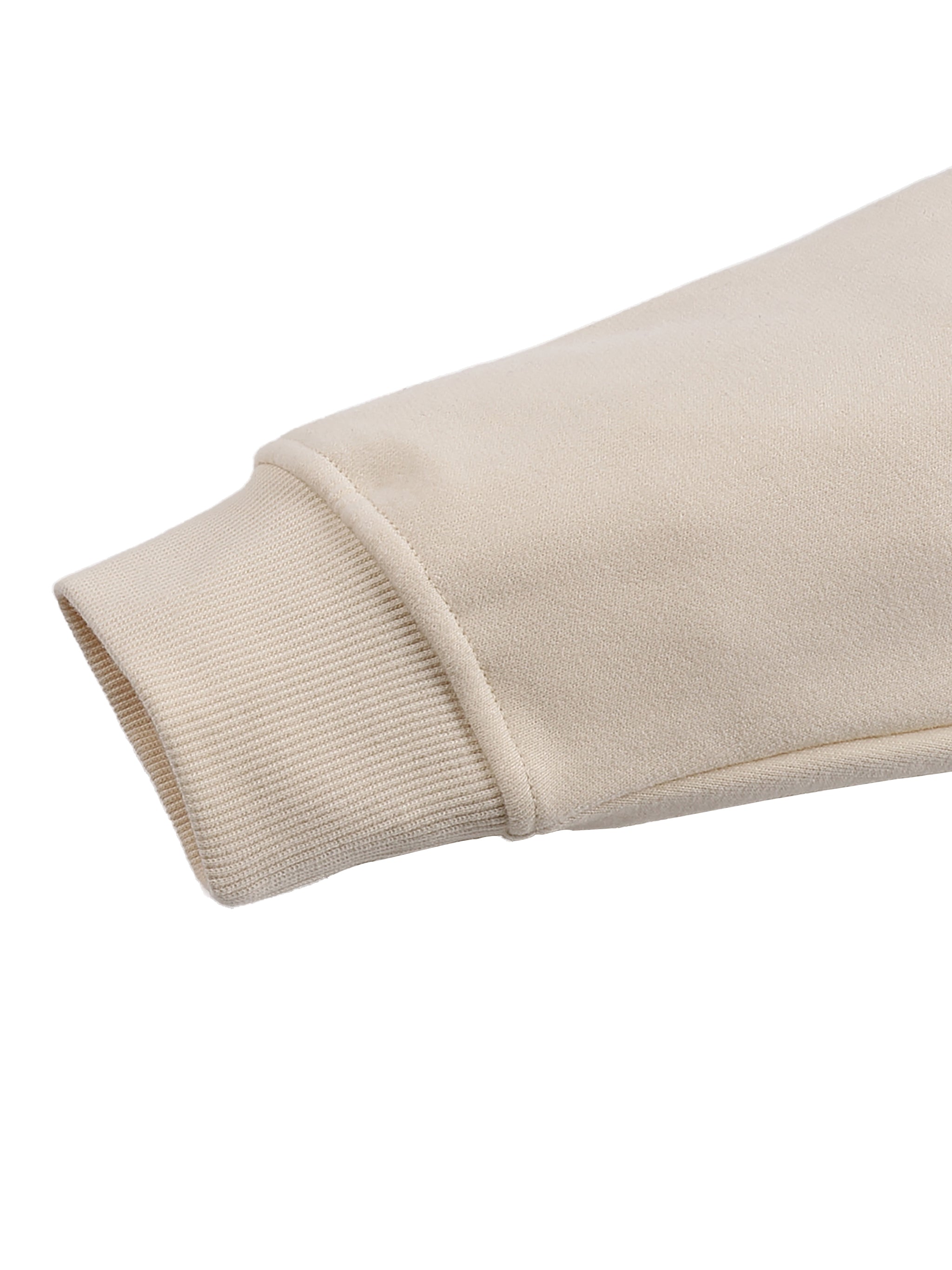 Creamy Albany Fleeced High Neck Hoodie