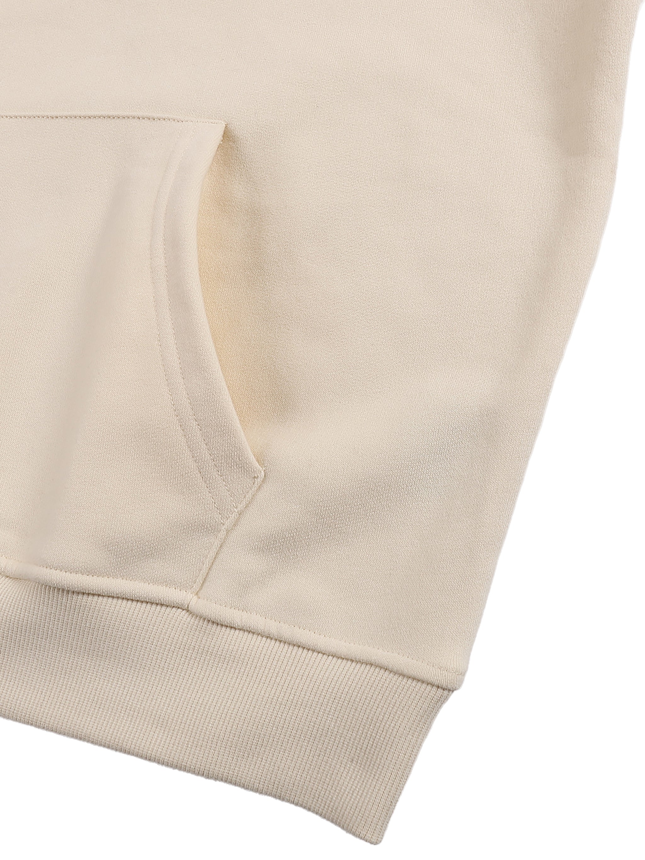 Creamy Albany Fleeced High Neck Hoodie