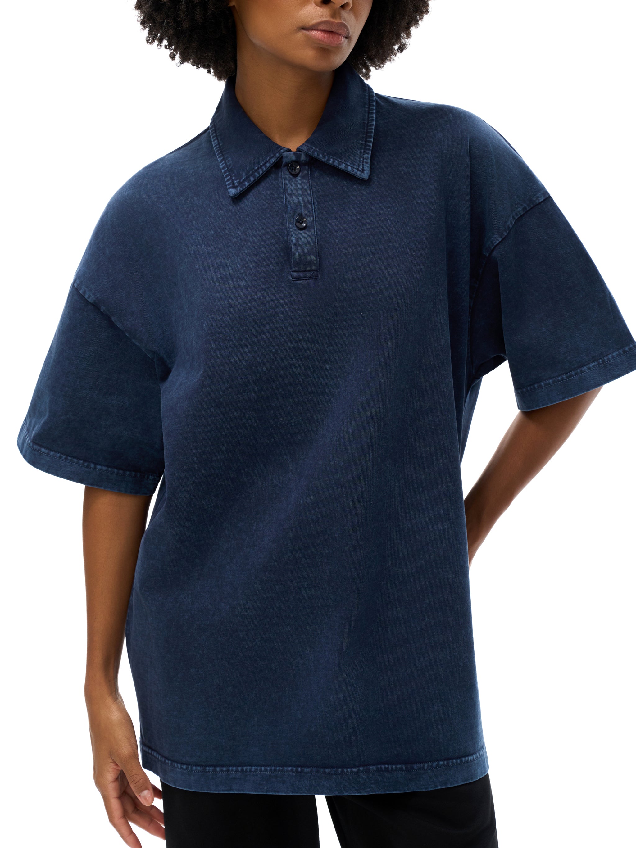 Dove + Deer Espressotini Heavyweight Snow-Washed Polo T-Shirt