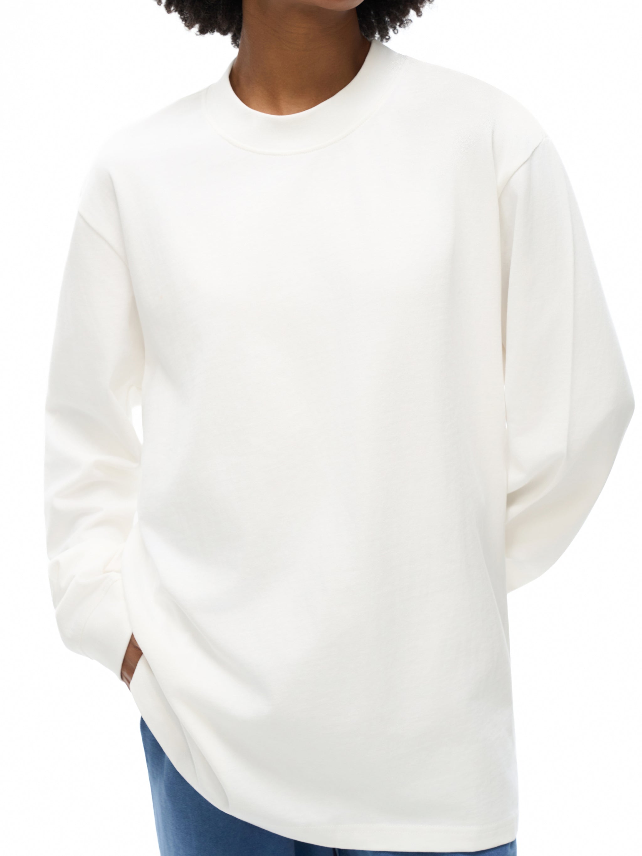 Bumbles Stitched Logo Essential Non-Shrink Mock Neck Sweatshirt