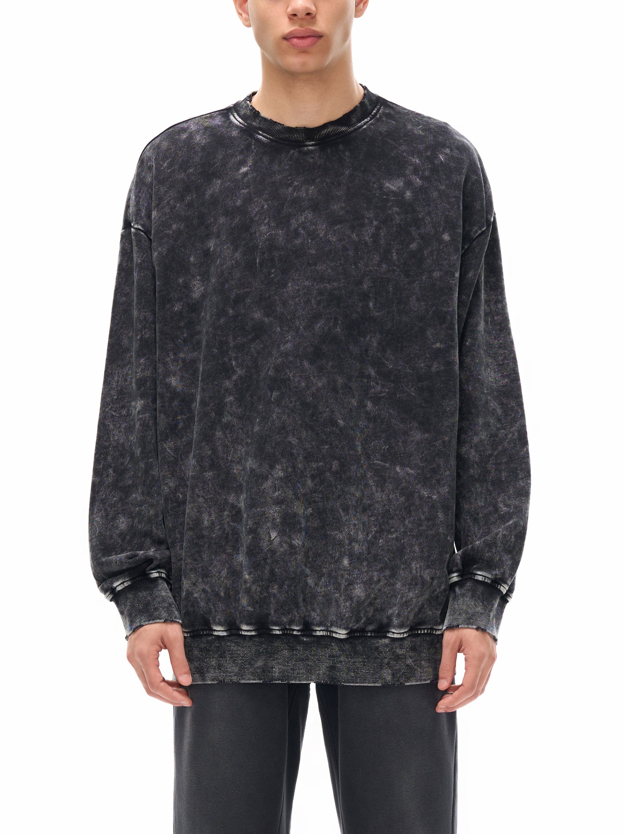 Kale Cesar Single Parm Snow Washed Hand-Frayed Sweatshirt