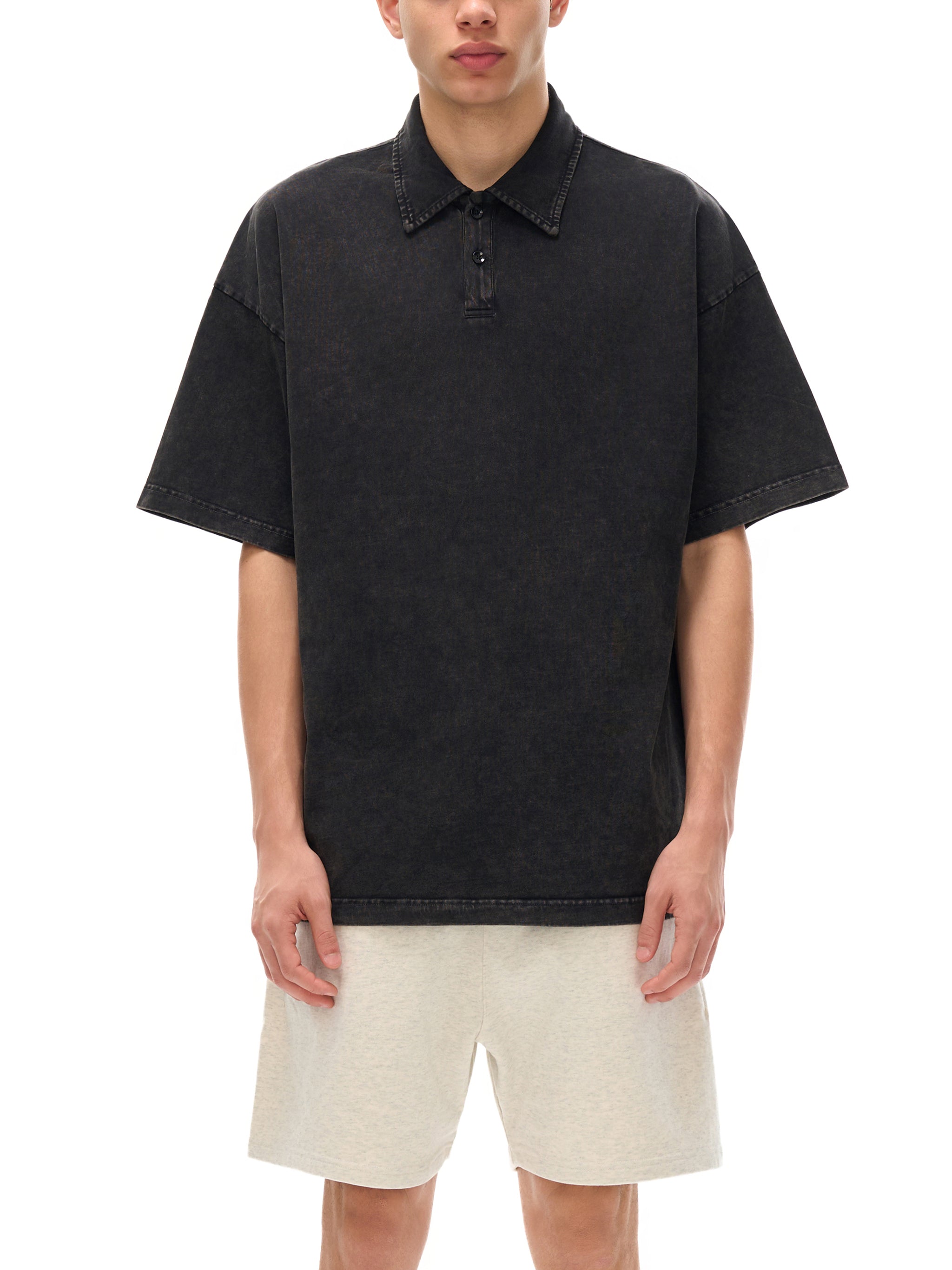 Dove + Deer Espressotini Heavyweight Snow-Washed Polo T-Shirt