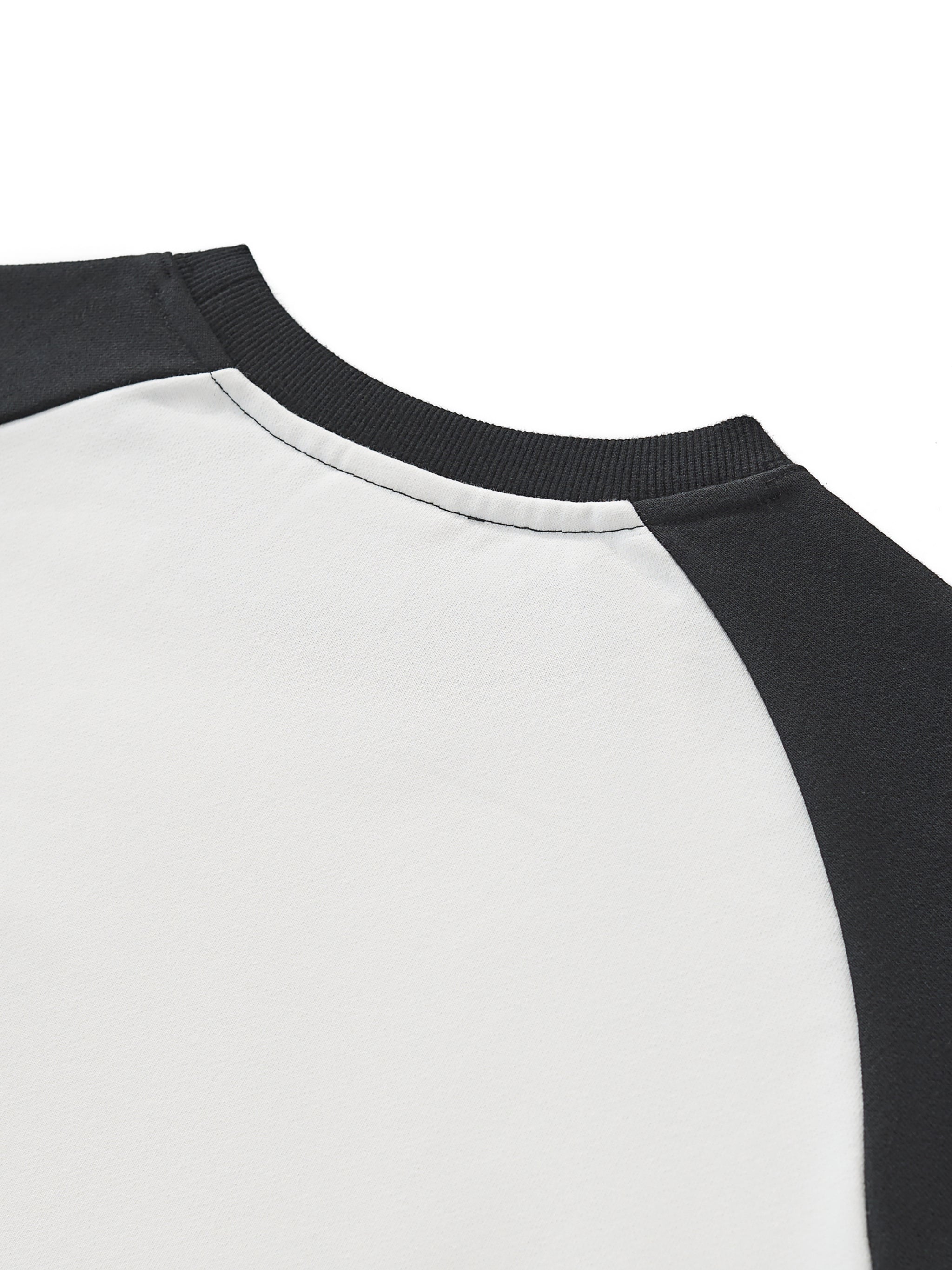 Espressotripi Raw-Hem Color-Block Raglan Crop Sweatshirt