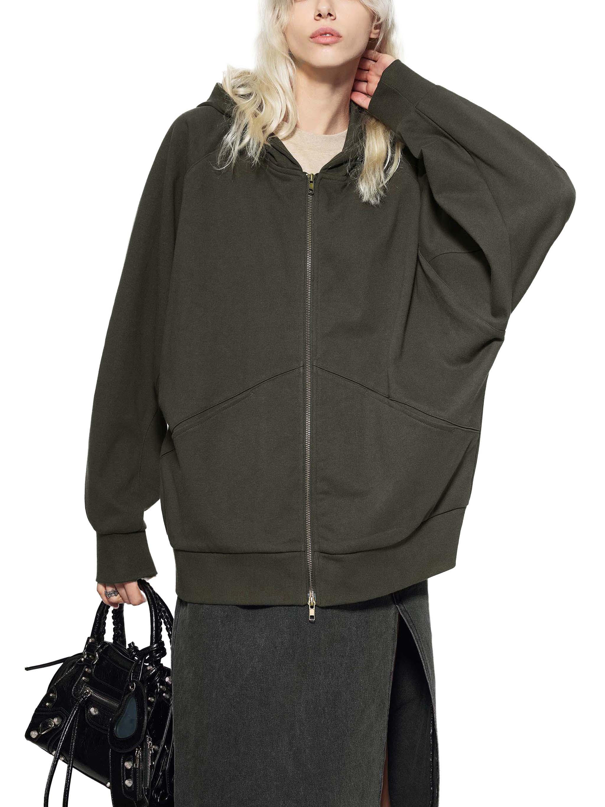 Tulip Crown/ City Hall Dolman Sleeve Zip-Through Fleece  Hoodie
