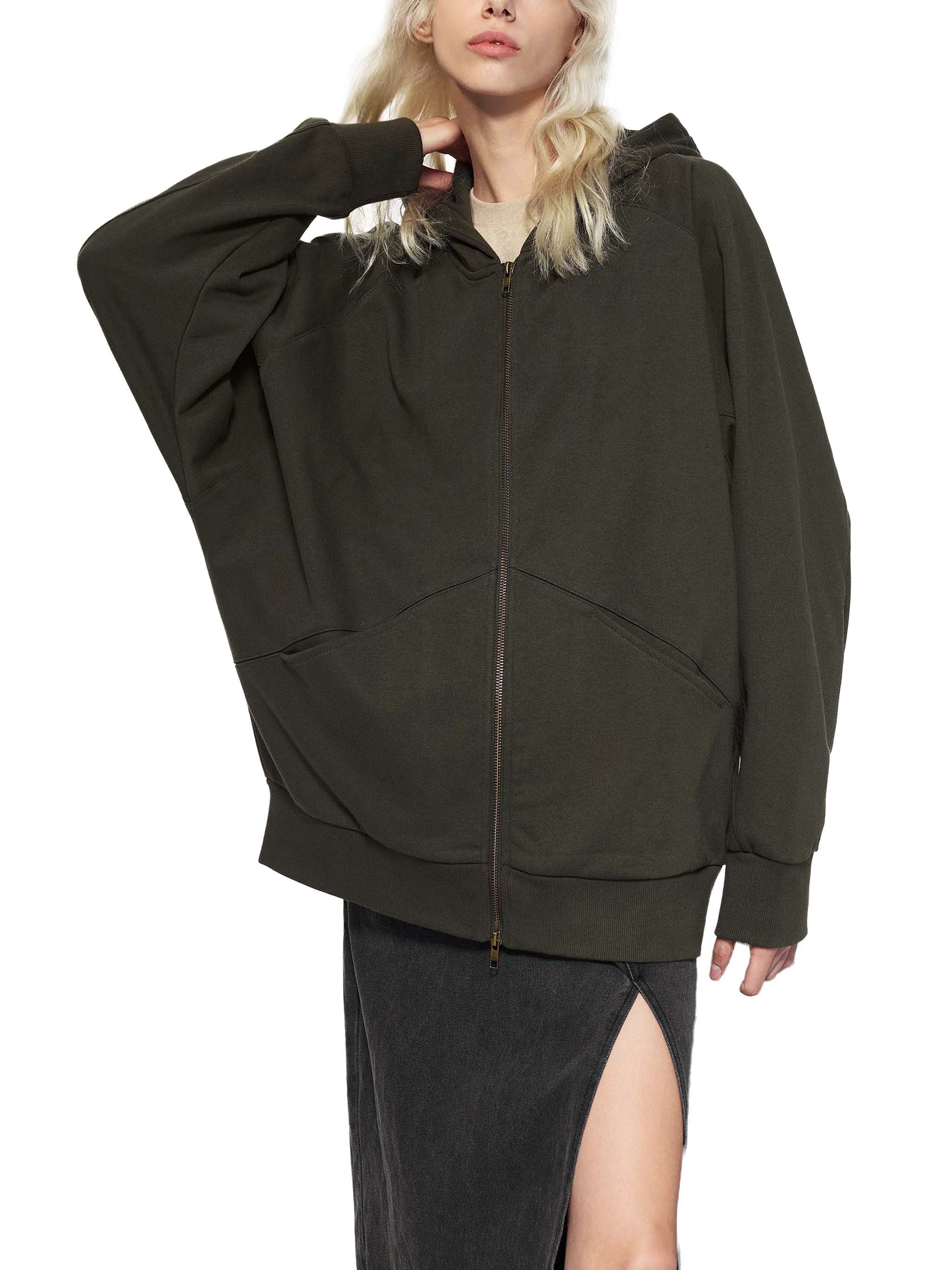 Tulip Crown/ City Hall Dolman Sleeve Zip-Through Fleece  Hoodie