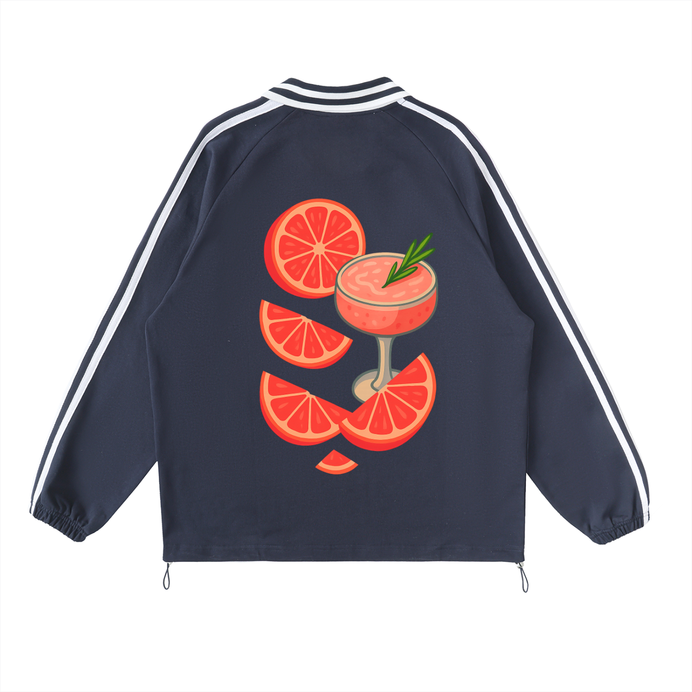 Contrast Striped Lapel Collar Sweatshirt