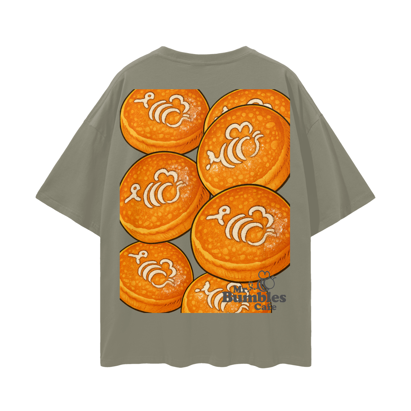 Bumble Cake Backed Streetwear Loose Drop Shoulder T-Shirt