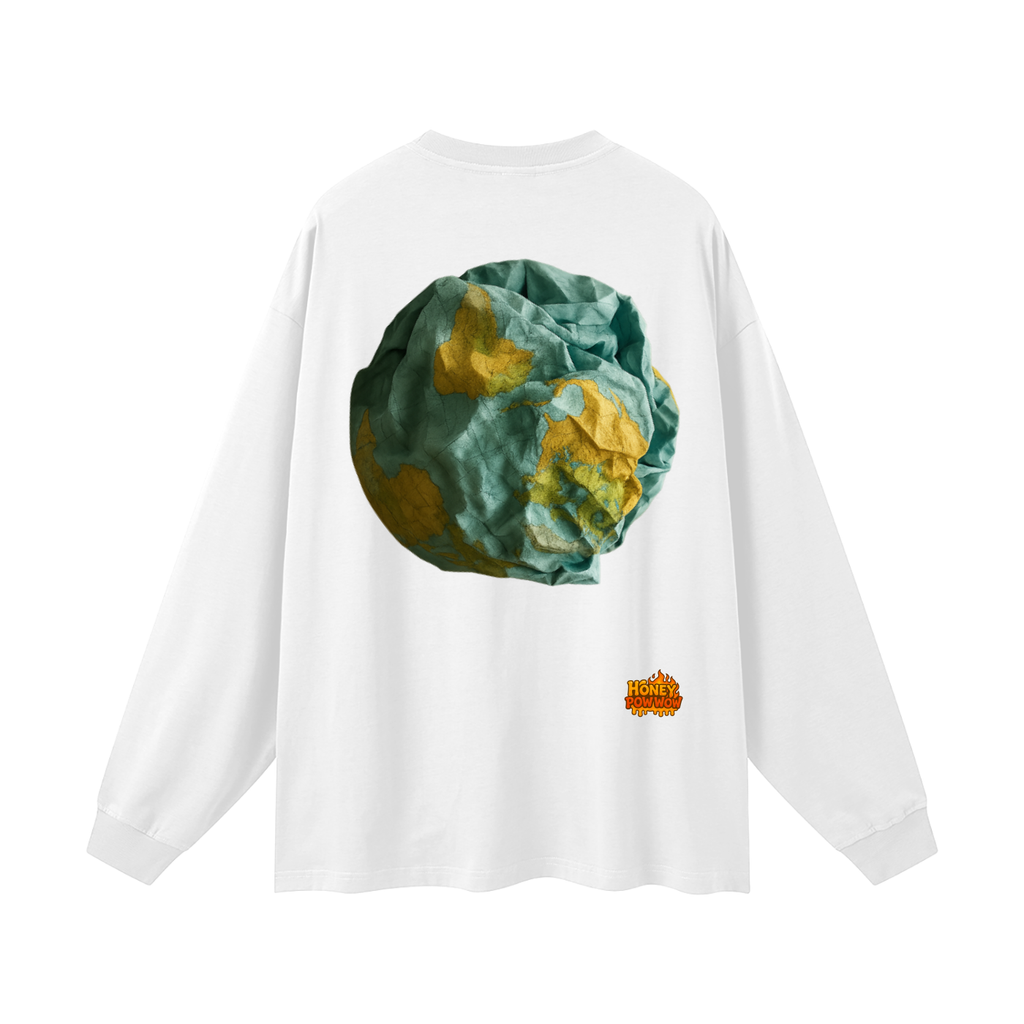 Toss The Map/ Map Back  Oversized Unisex Long Sleeve T-Shirt