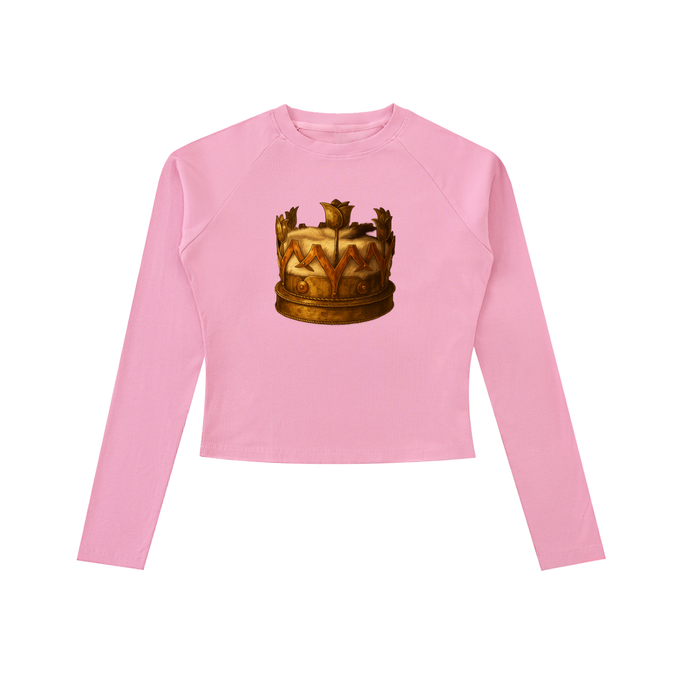 Tulip Crown Dyed Washed Raglan Long Sleeve Slim T-Shirt