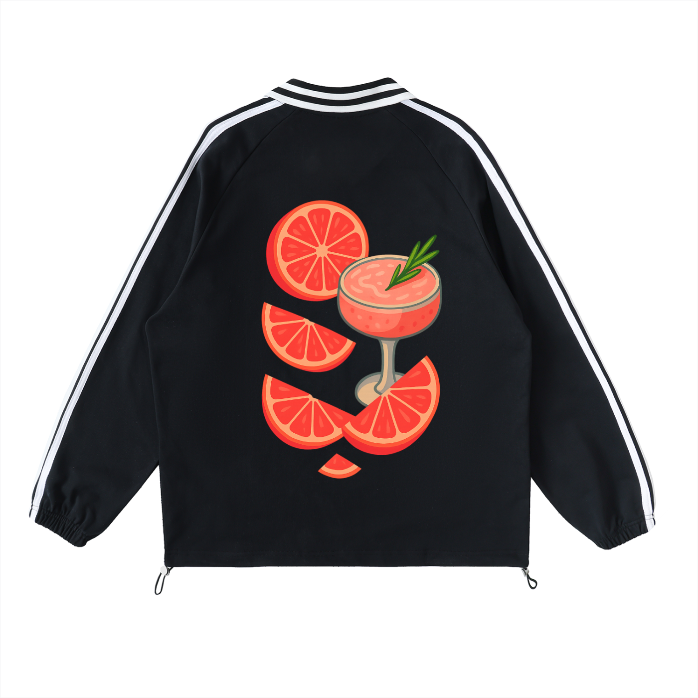 Contrast Striped Lapel Collar Sweatshirt