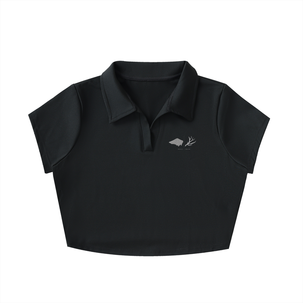 V-Neck Lapel Crop Top
