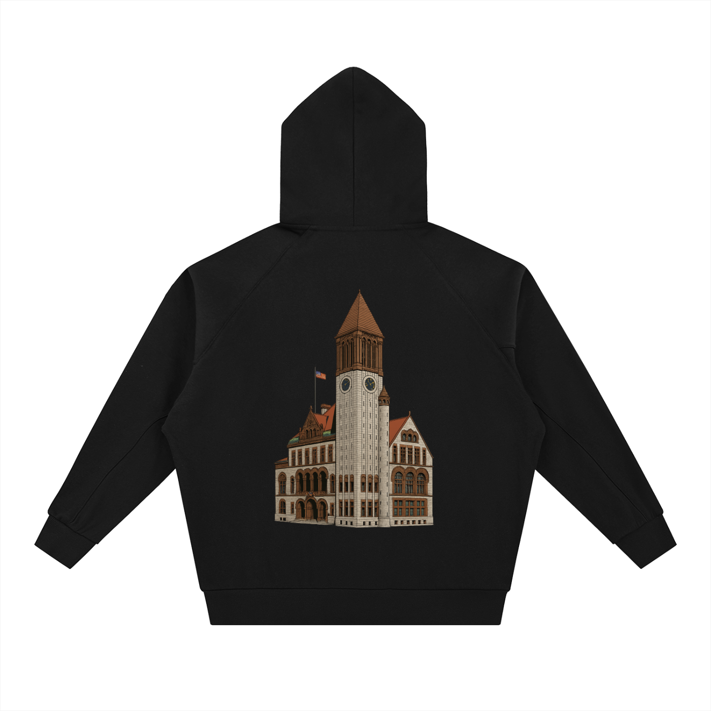 Tulip Crown/ City Hall Dolman Sleeve Zip-Through Fleece  Hoodie