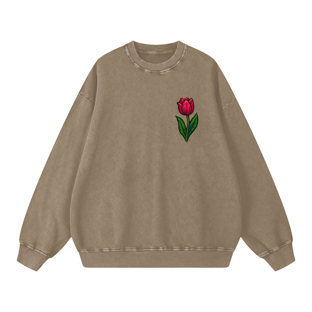 Tulip Front/ Burger Back Snow Washed Oversized Sweatshirt