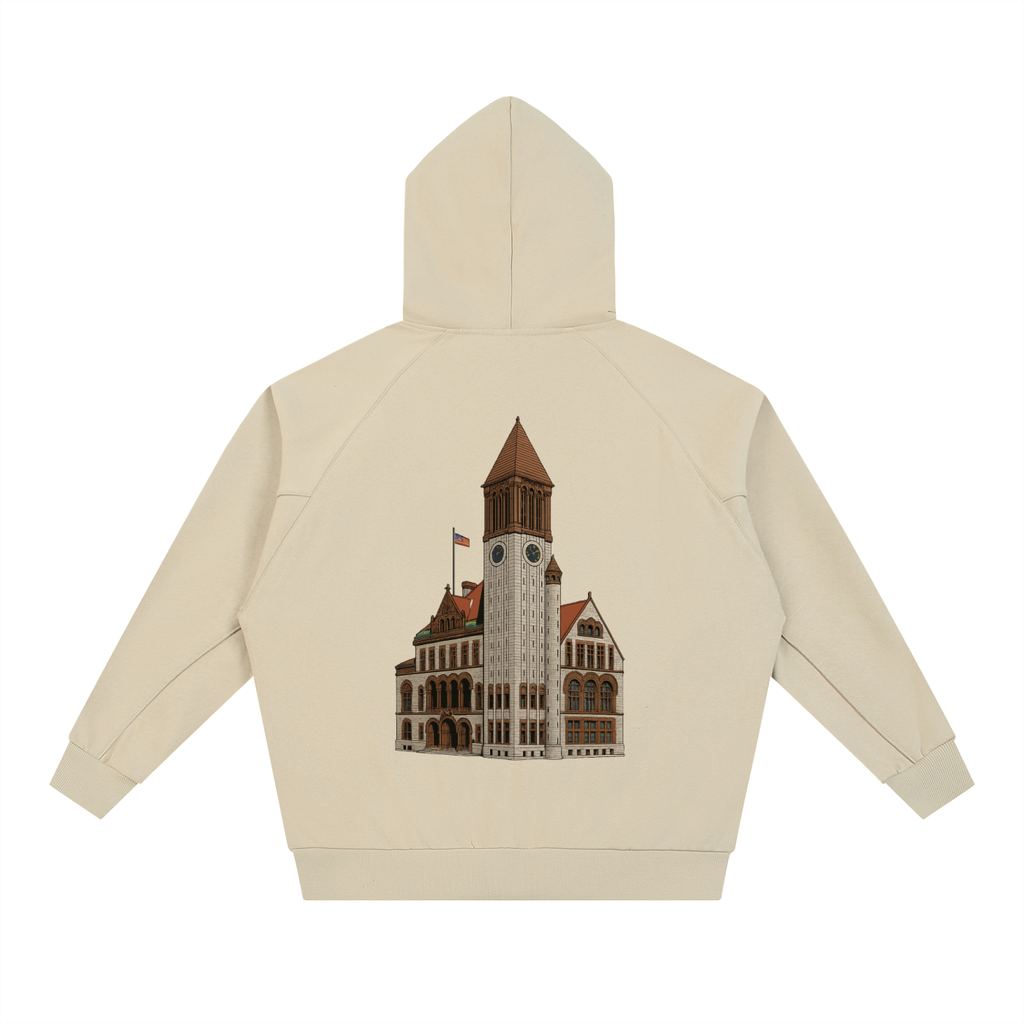 Tulip Crown/ City Hall Dolman Sleeve Zip-Through Fleece  Hoodie