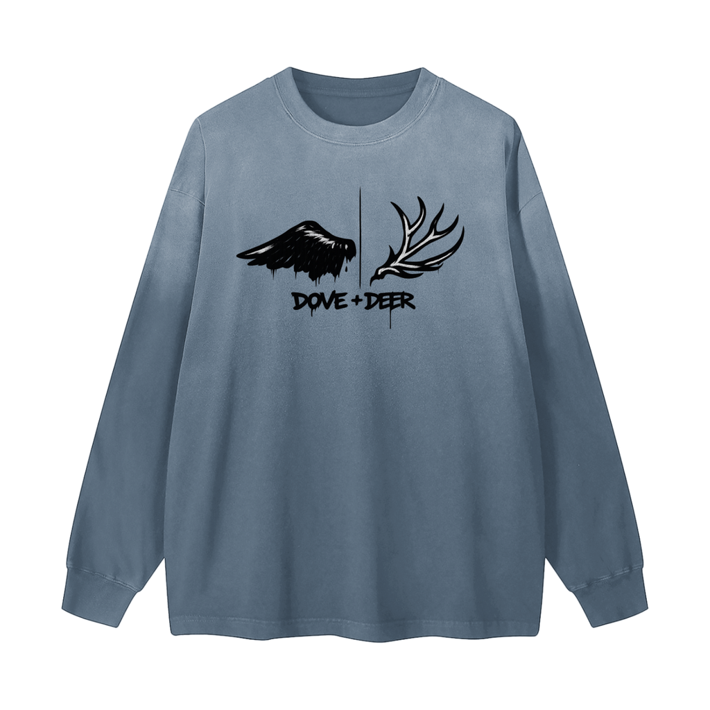 Dove + Deer Graf Gradient Washed Long Sleeve T-Shirt