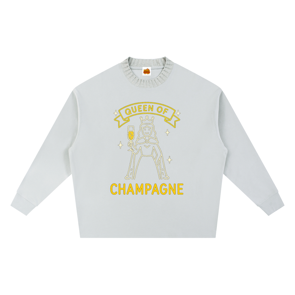 Queen of Champagne Knitted Round Neck Oversize Sweatshirt