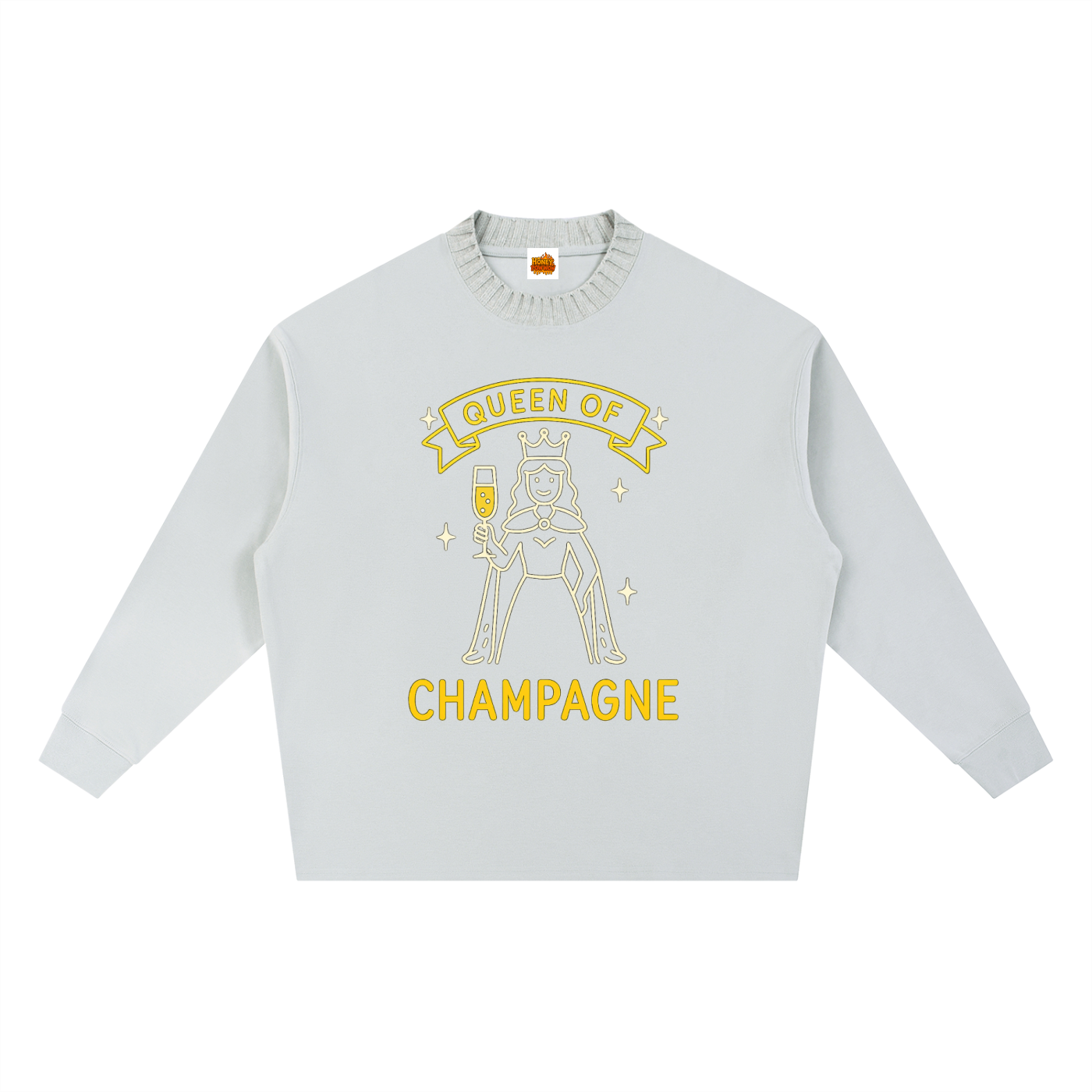 Queen of Champagne Knitted Round Neck Oversize Sweatshirt