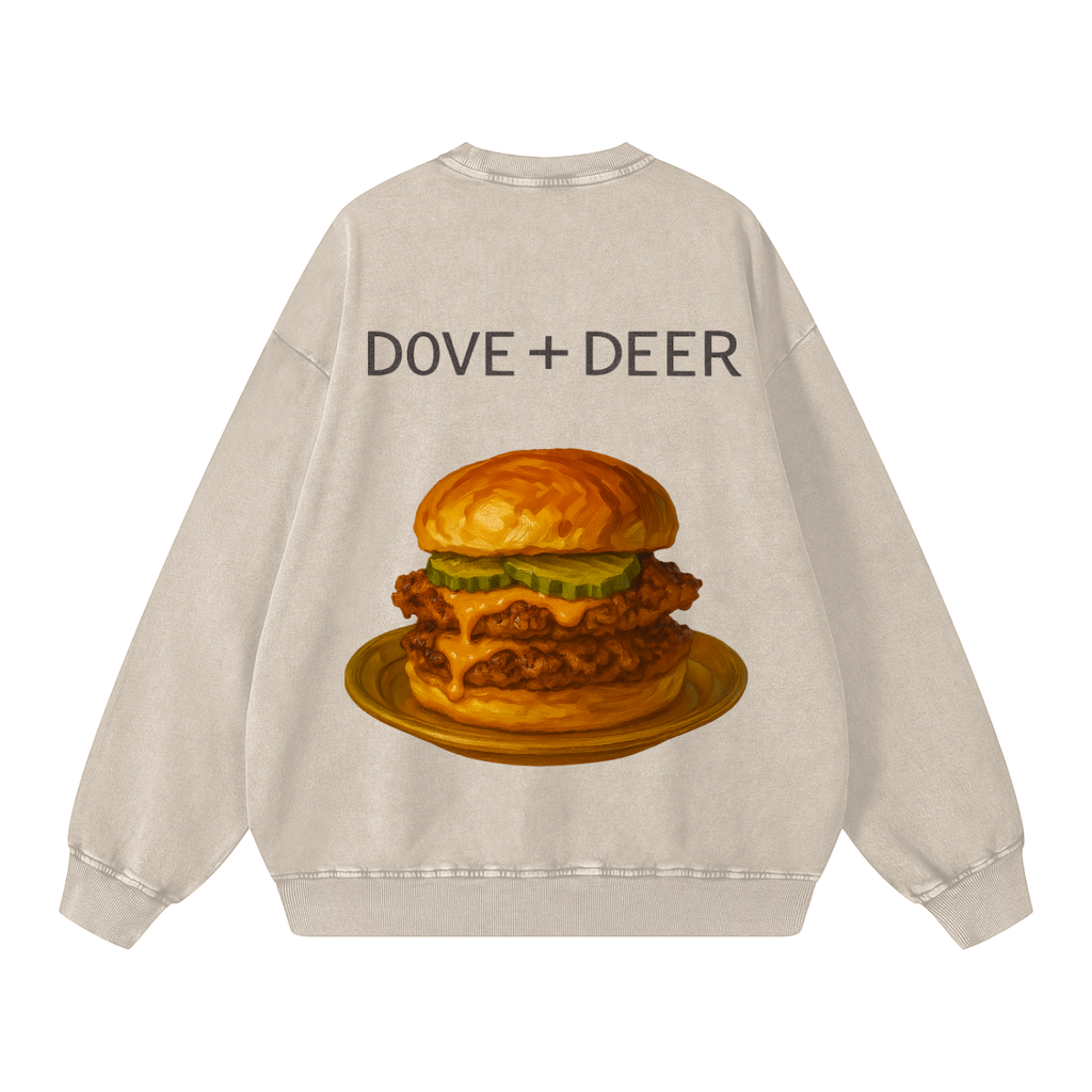 Tulip Front/ Burger Back Snow Washed Oversized Sweatshirt