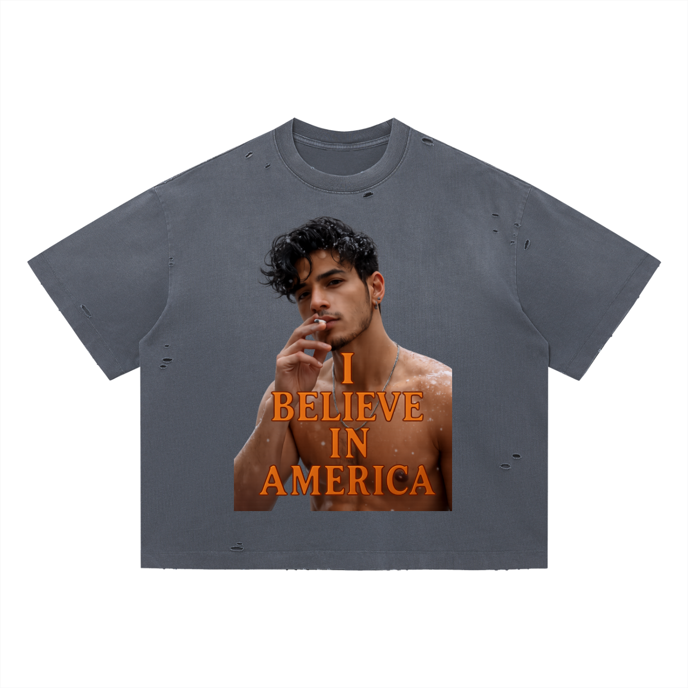 This Boy Believes Vintage Washed Distressed Boxy Oversized T-Shirt