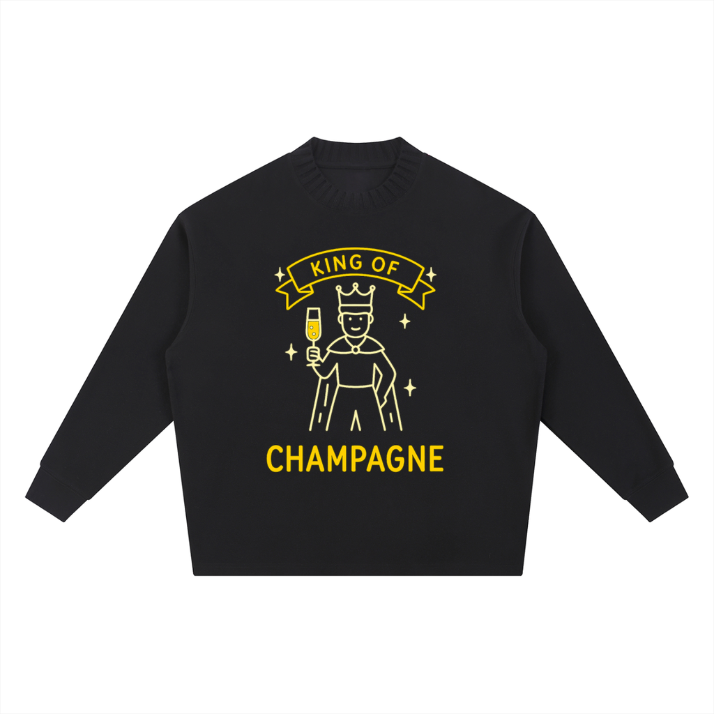 King of Champagne Knitted Round Neck Oversize Sweatshirt