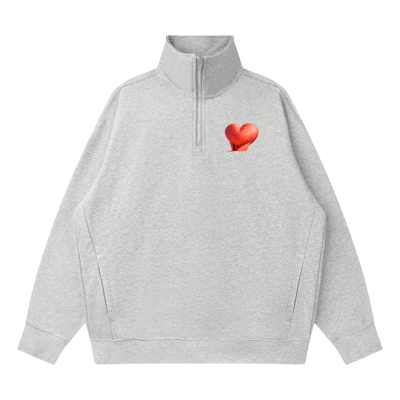 The Egg Heart Quarter-Zip Drop Shoulder Sweatshirt