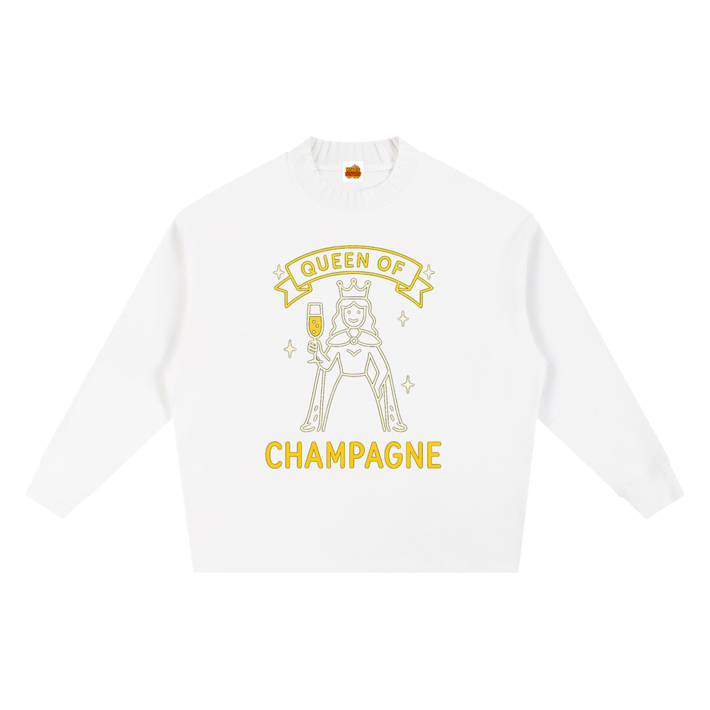 Queen of Champagne Knitted Round Neck Oversize Sweatshirt
