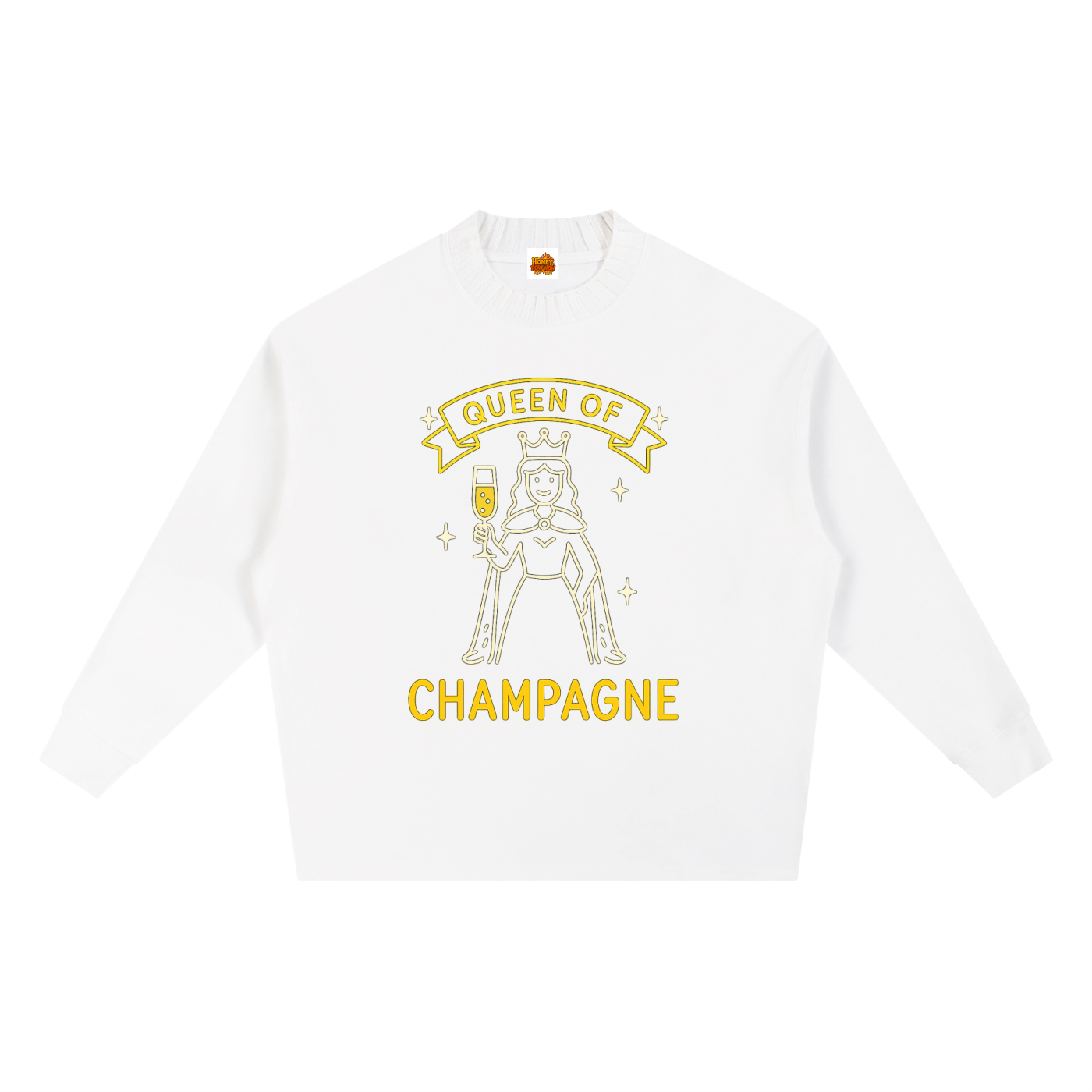 Queen of Champagne Knitted Round Neck Oversize Sweatshirt